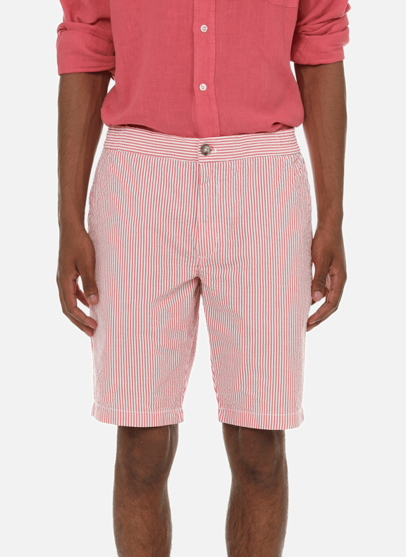 FACONNABLE Striped cotton shorts Red