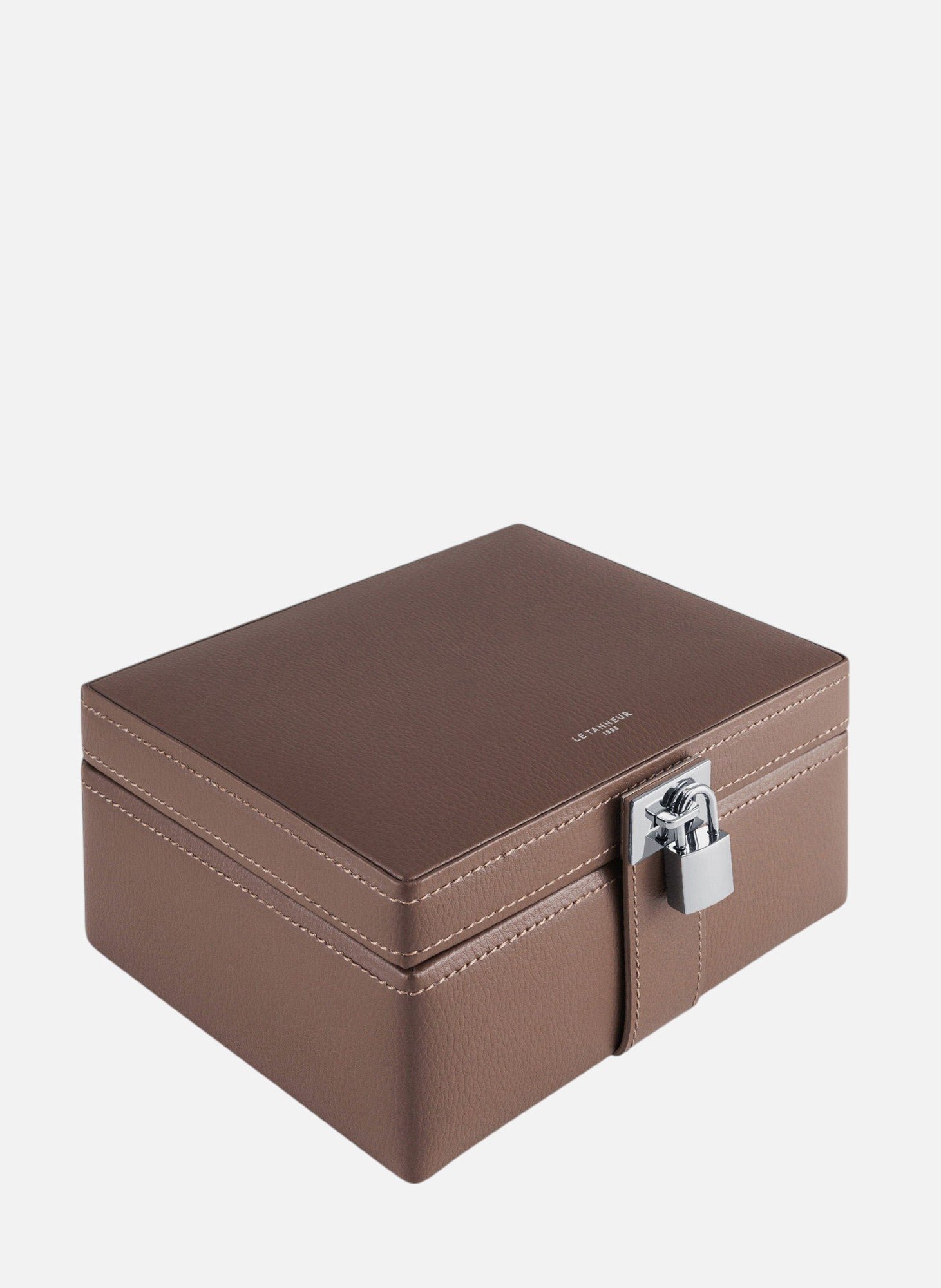 Boîte à bijoux moyen modèle en cuir LE TANNEUR Marron
