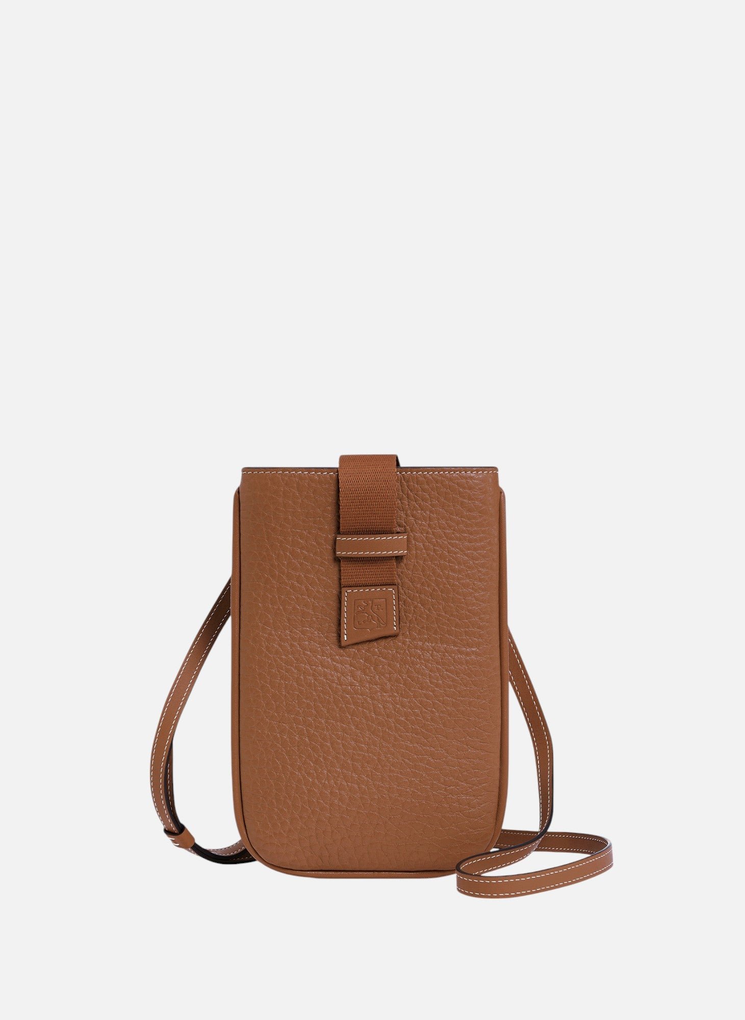 Etui téléphone noah en cuir grain buffle et cuir lisse MarronLE TANNEUR