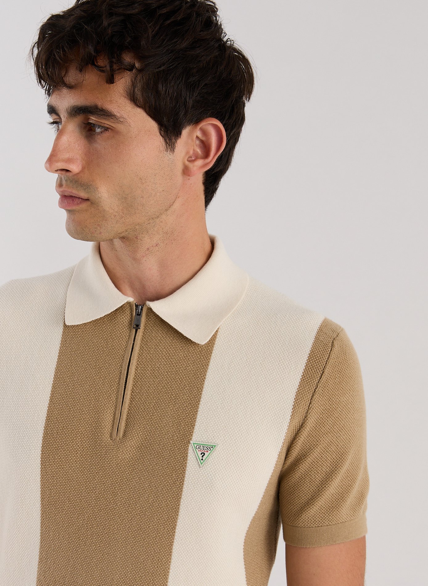 Polo en maille rayé GUESS Beige