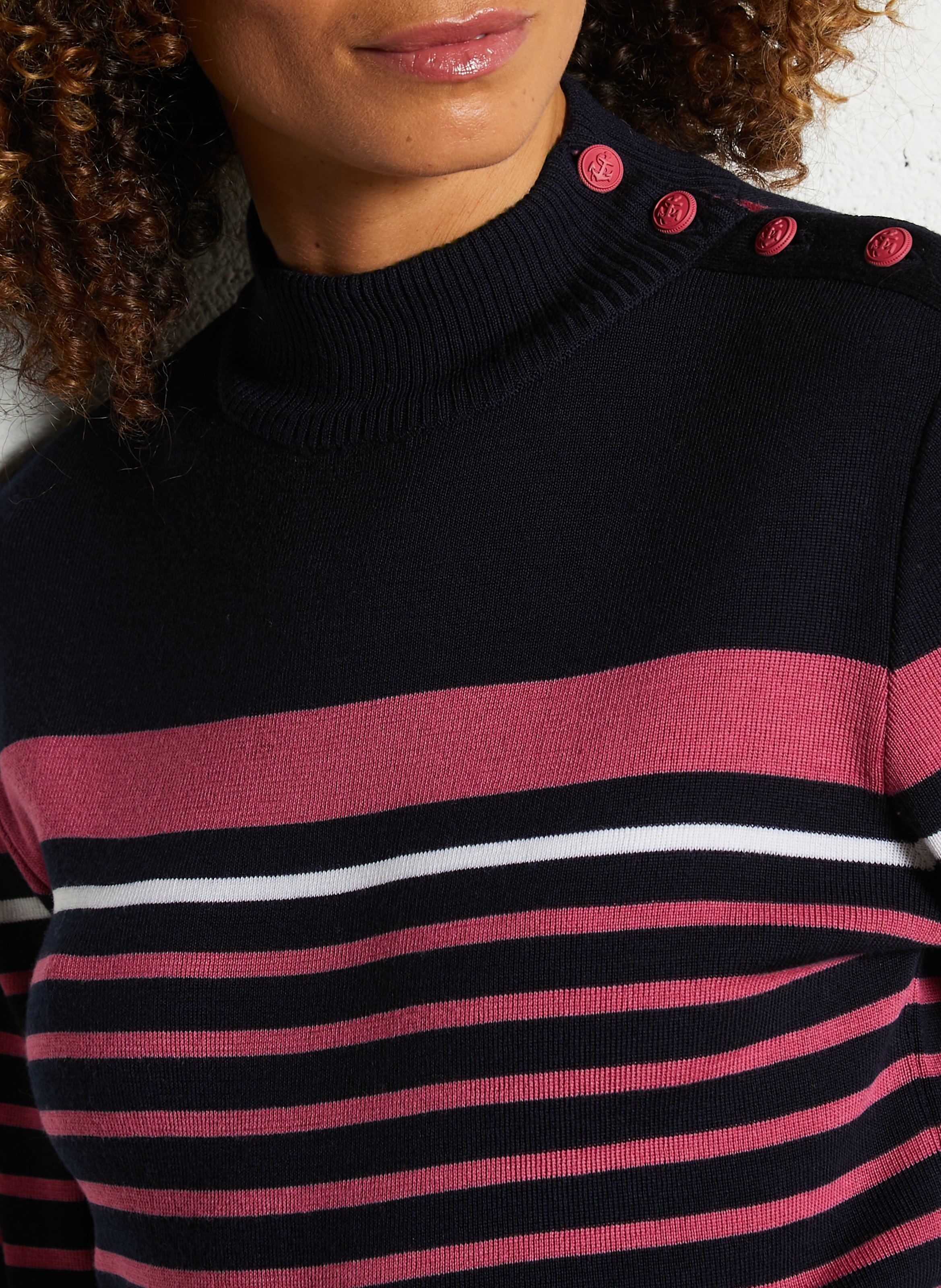 Pull marin col montant en laine ARMOR-LUX Bleu