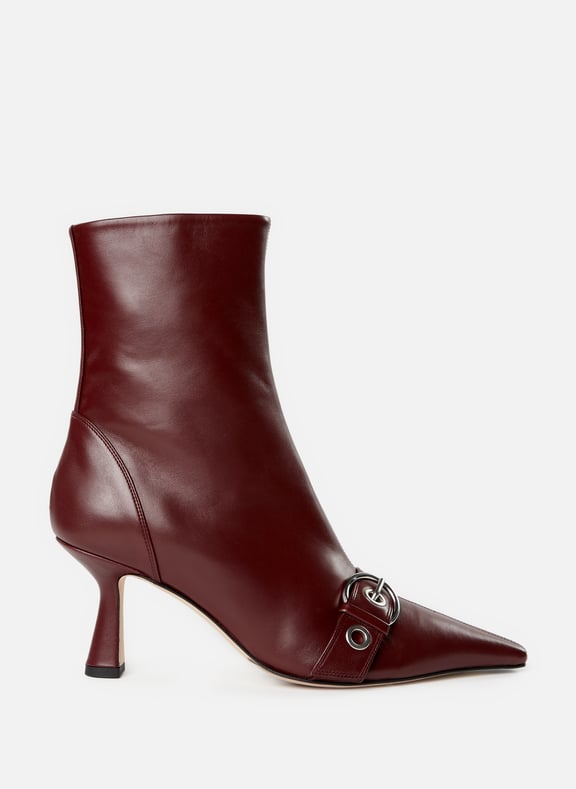 Bottines zippées à talon en cuir Rouge by AEYDE AEYDE Bottines zippées à talon en cuir Rouge