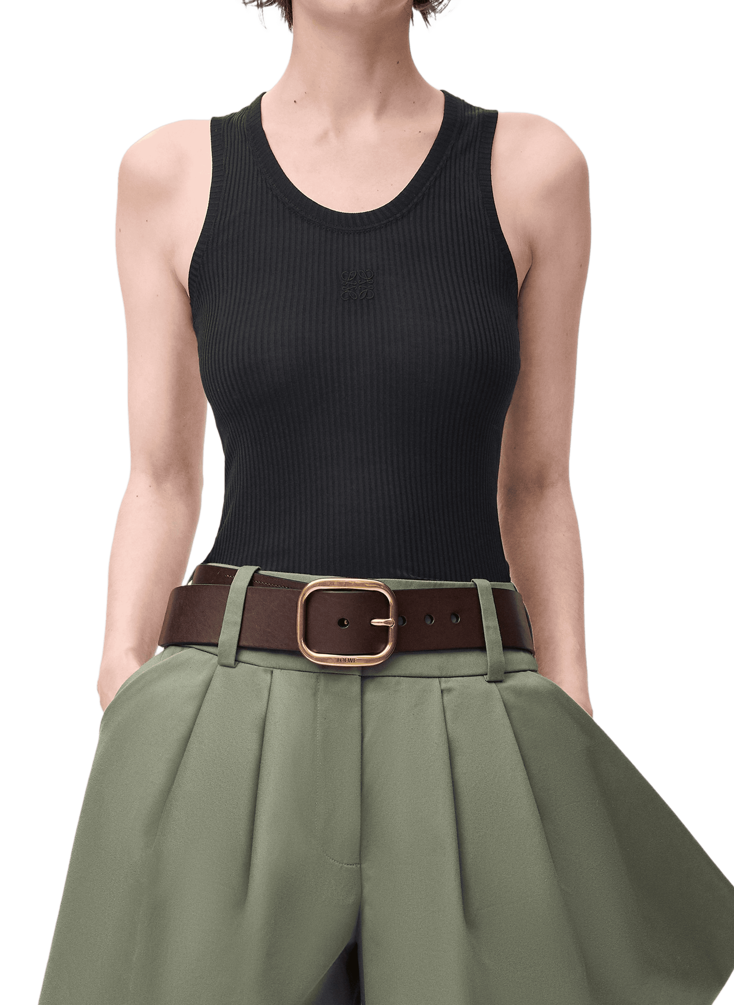 LOEWE Anagram Silk Blend Tank Top Black