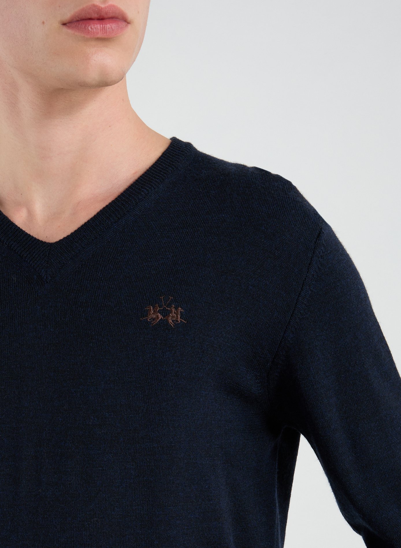 Pull col V en laine LA MARTINA Bleu