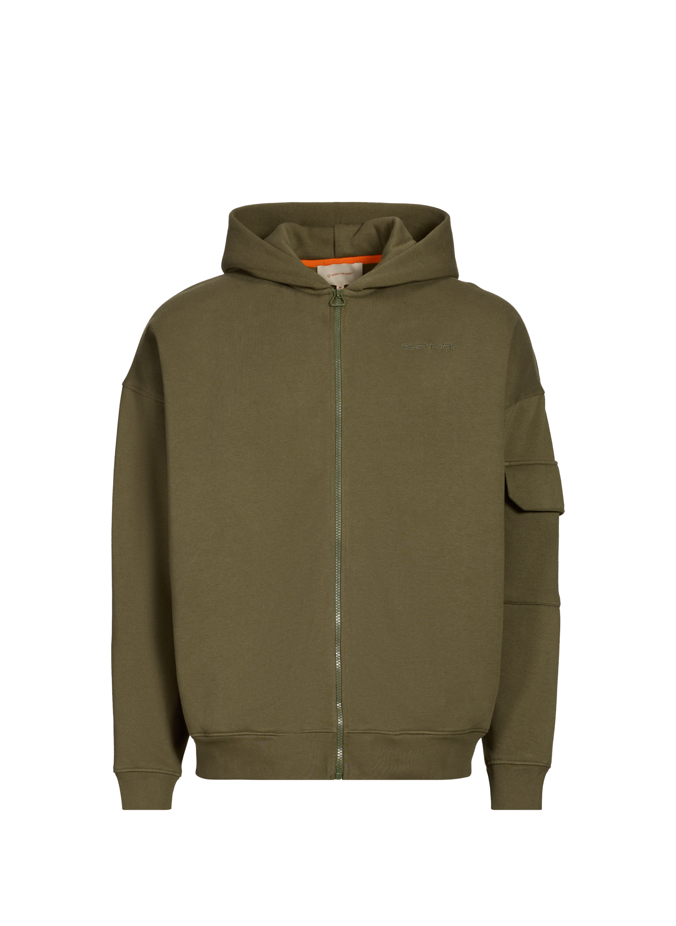 GERTRUDE ET GASTON Zip-up hoodie in blended cotton Khaki