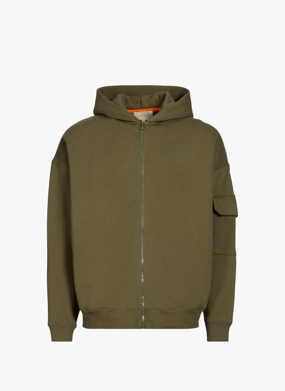 Zip-up hoodie in blended cotton | Khaki by GERTRUDE ET GASTON Zip-up hoodie in blended cotton Khaki