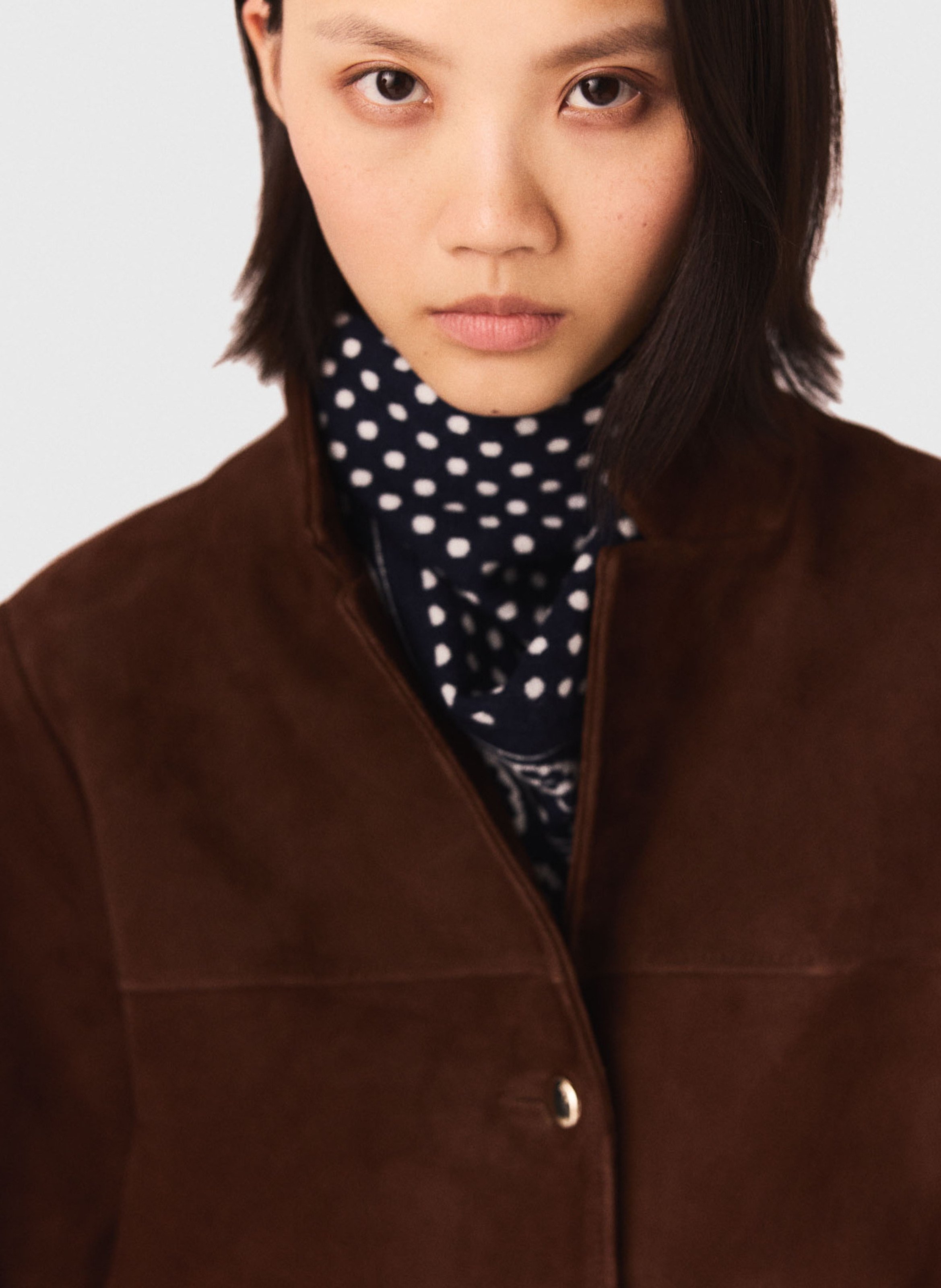 Écharpe triangle en laine et cachemire MAJE Bleu