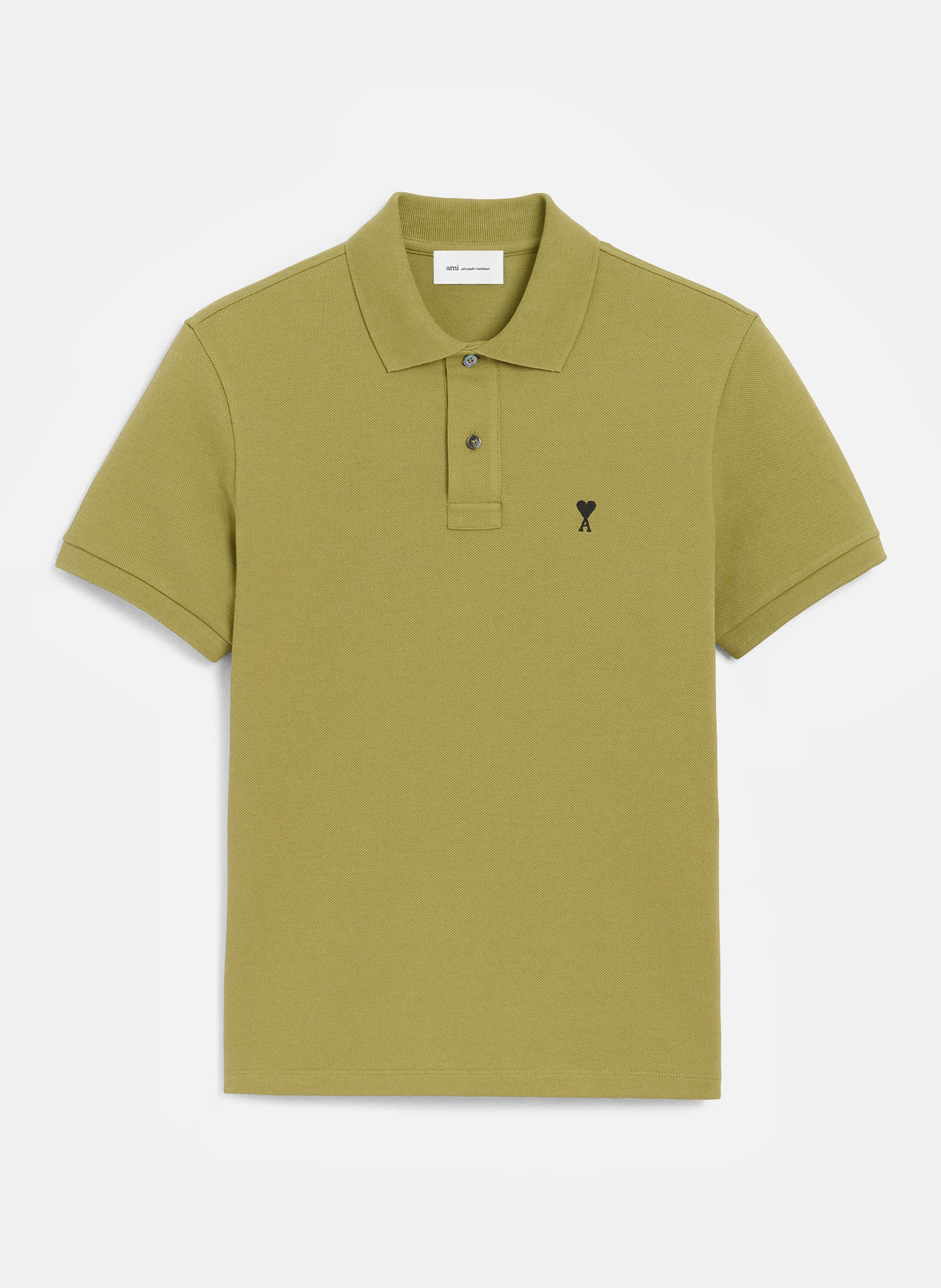 Polo ami de coeur contrasté en coton AMI PARIS Vert