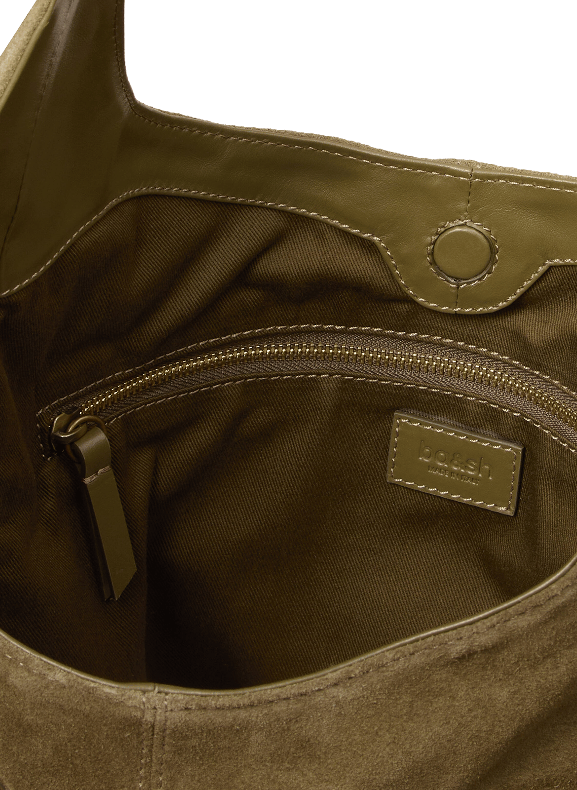 Sac porté épaule multipoches en cuir youyou BA&SH Kaki