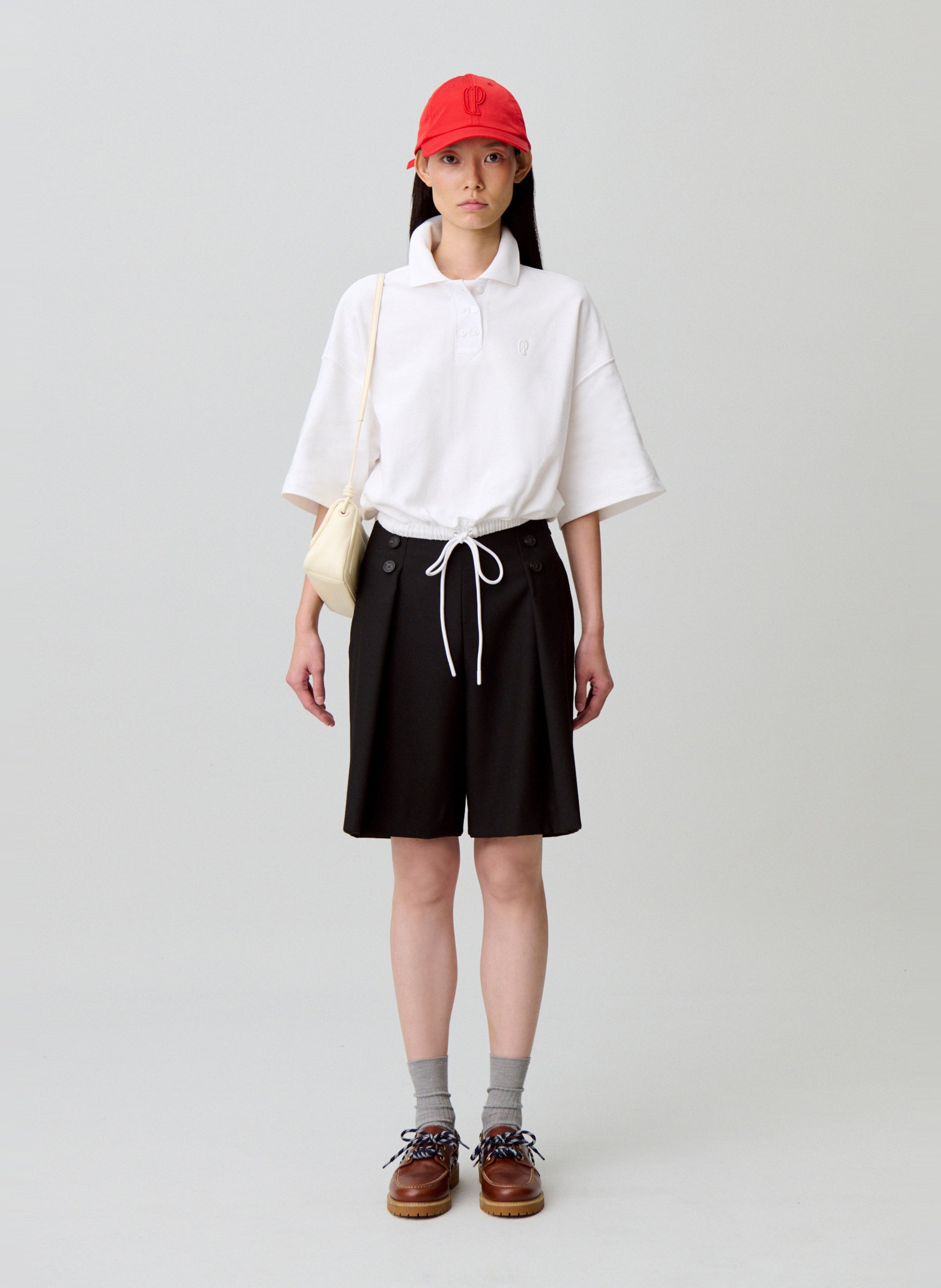 Top col polo en coton CLAUDIE PIERLOT Beige