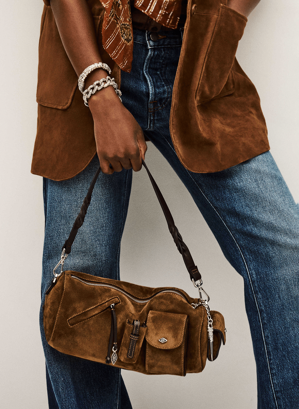 Sac polochon suédé à poches beni s BA&SH Marron