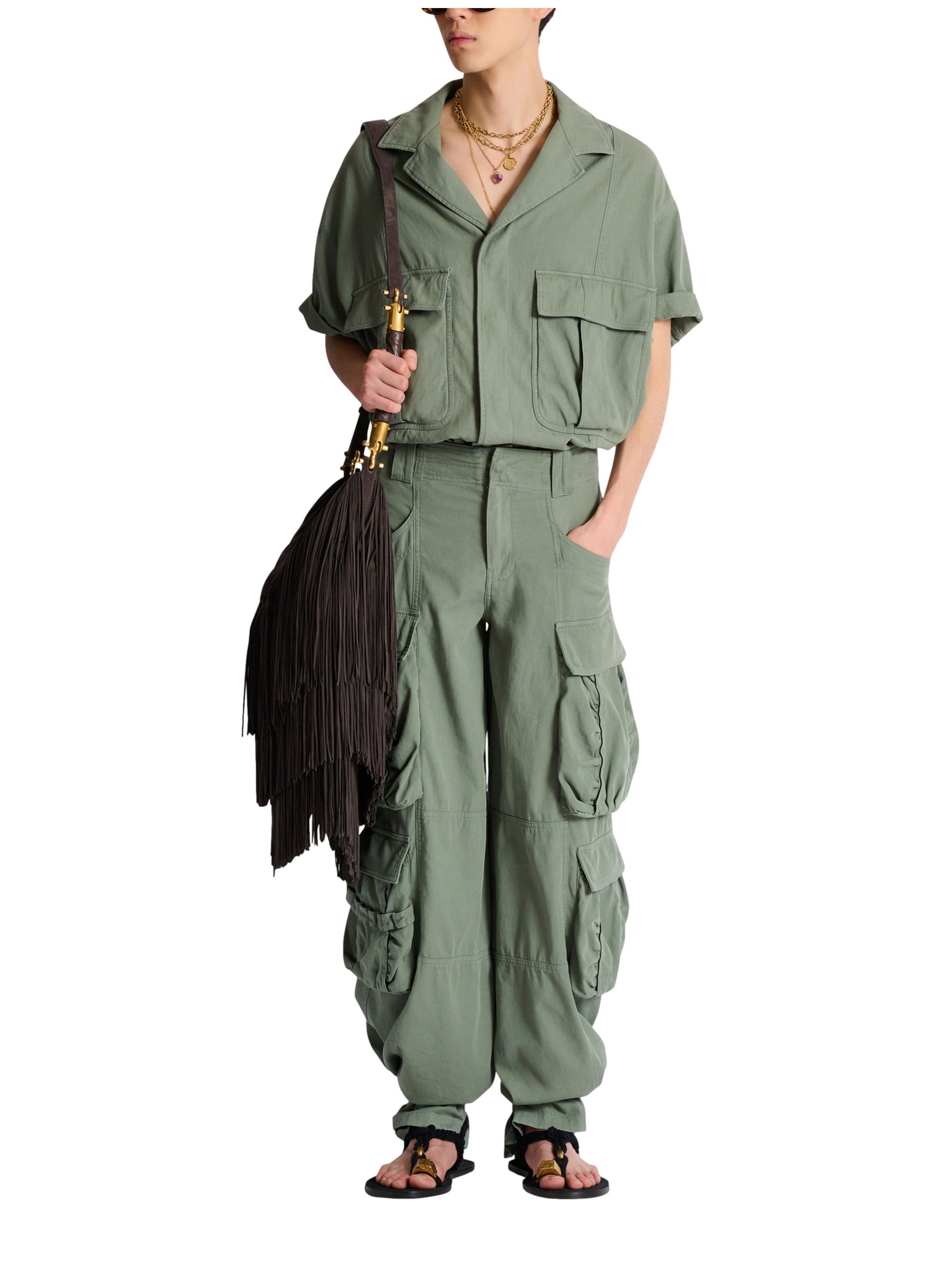 Pantalon cargo en coton BALMAIN Vert