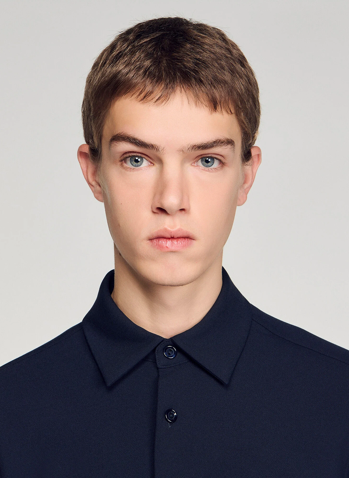 Chemise droite unie à poches SANDRO Bleu