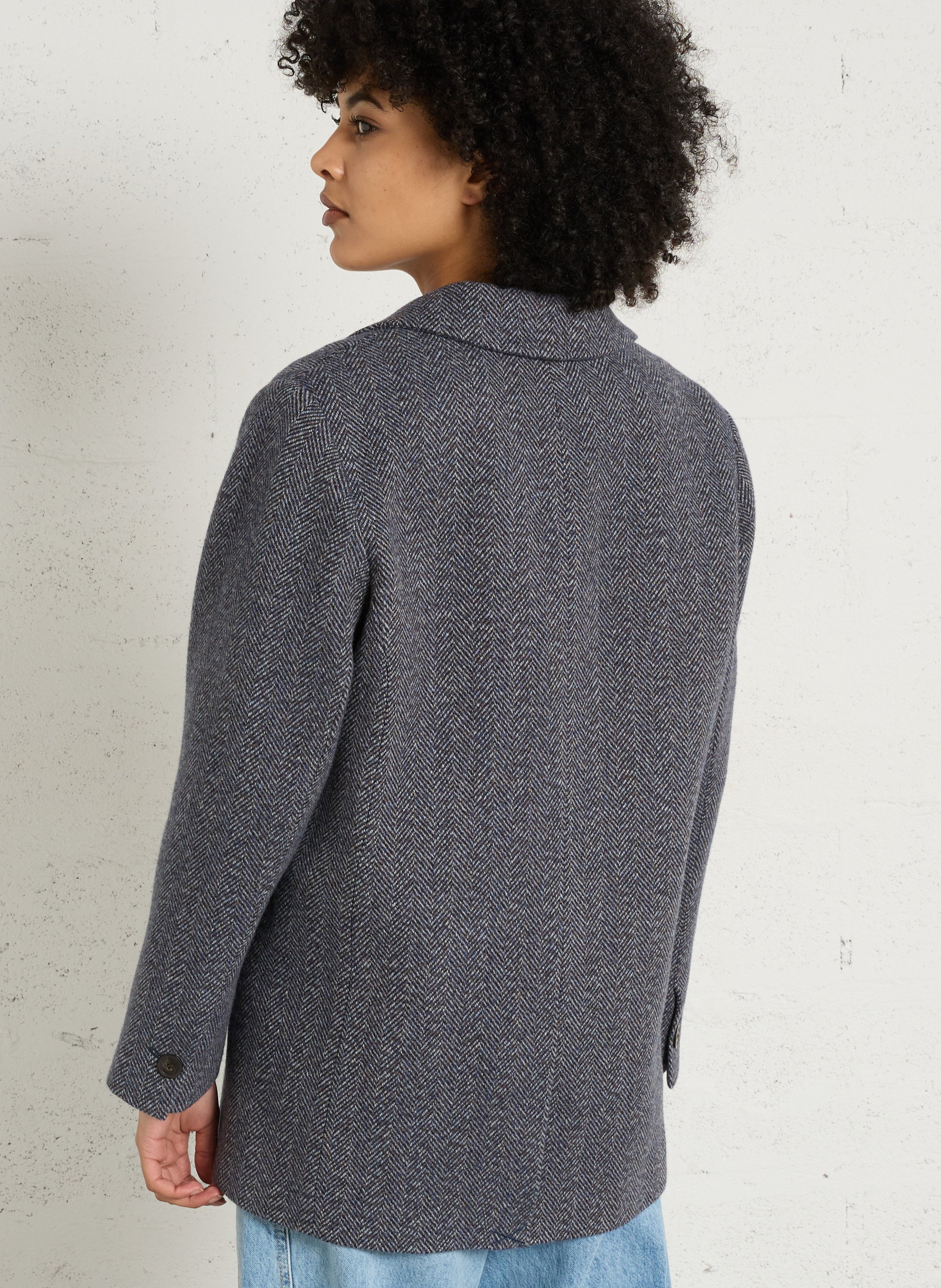 Manteau droit col tailleur en laine mélangée flora MAISON 123 Bleu