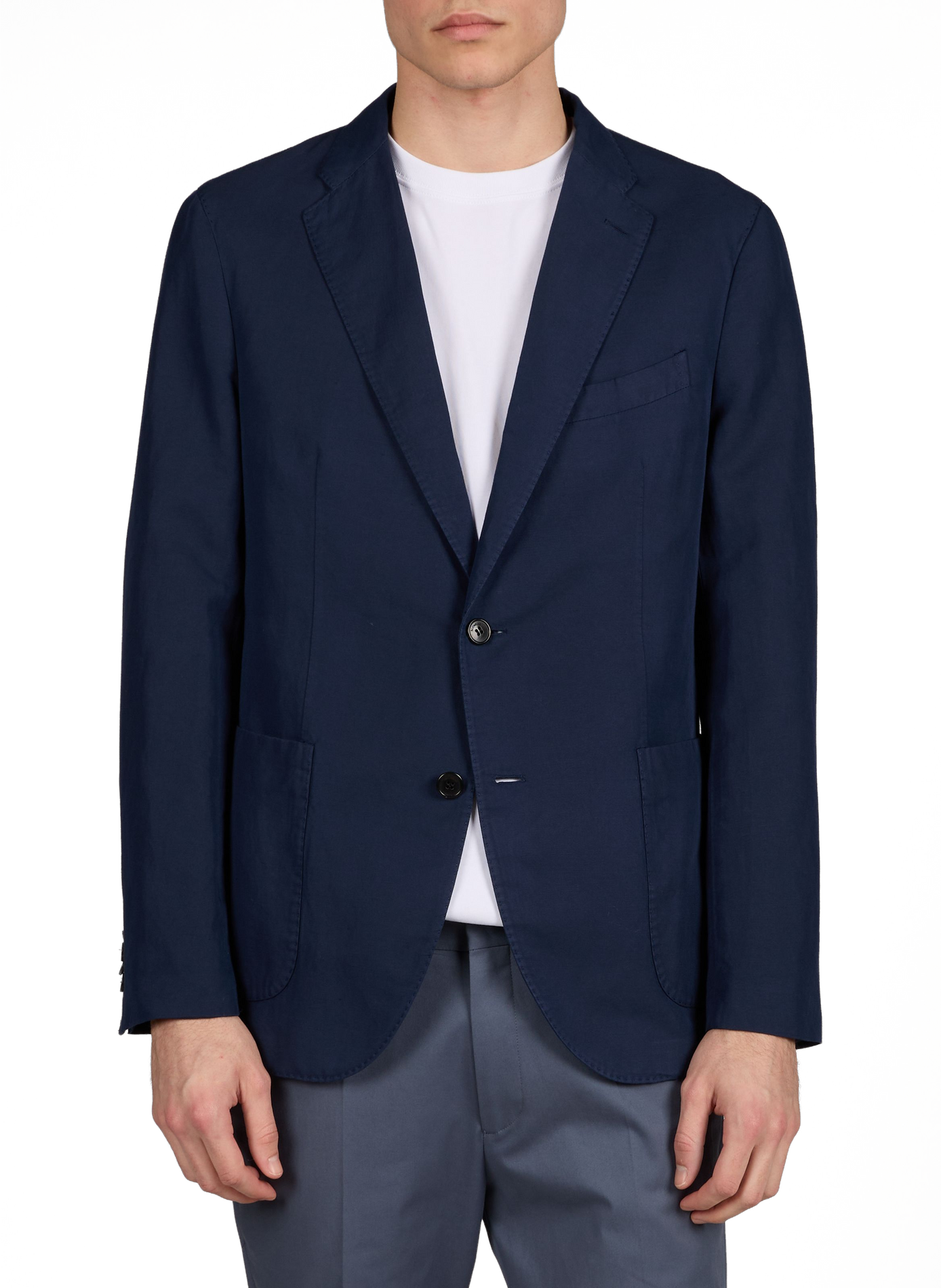 Solid linen and cotton blazer SLOWEAR Blue