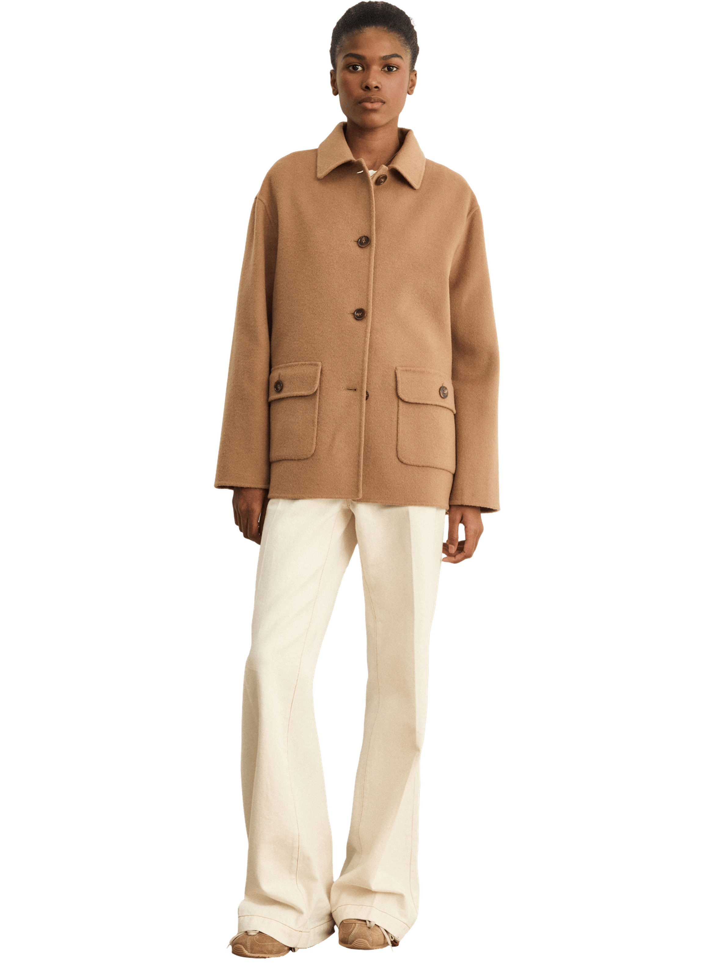 Manteau court en laine double face - dina PABLO Beige