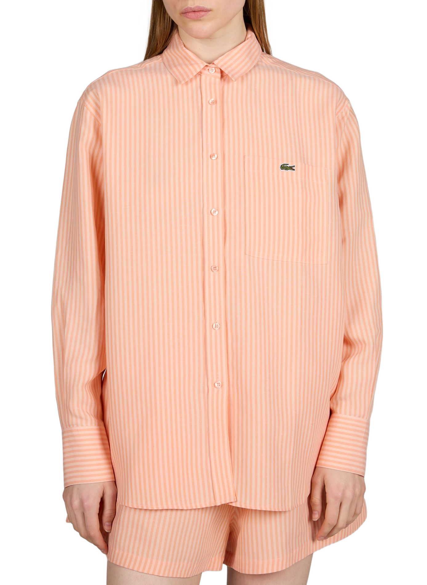 Chemise manches longues à rayures en coton LACOSTE Multicolore