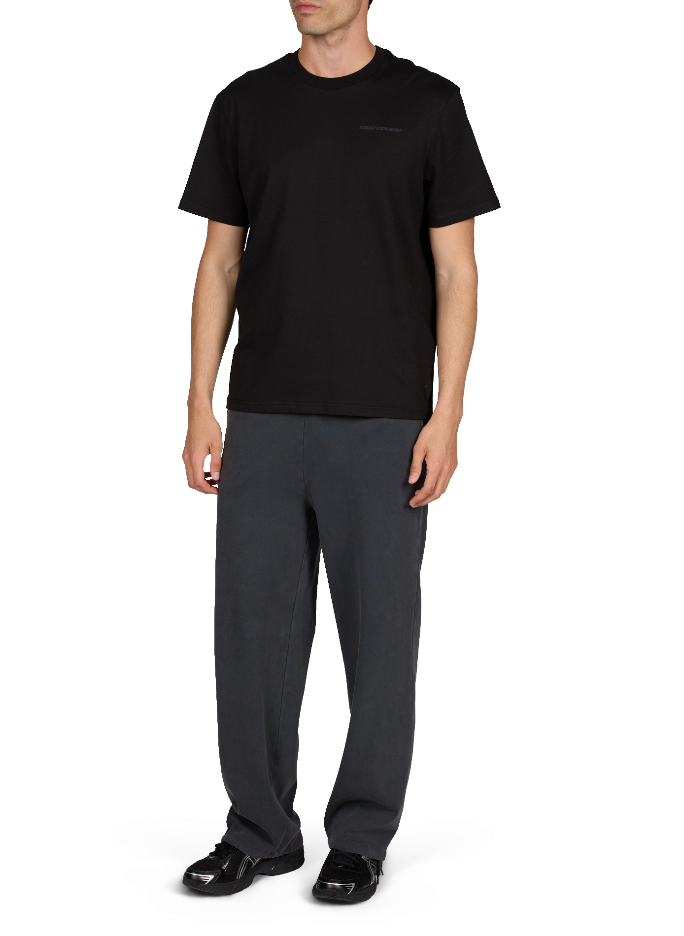 T-shirt droit sérigraphié en coton GERTRUDE ET GASTON Noir