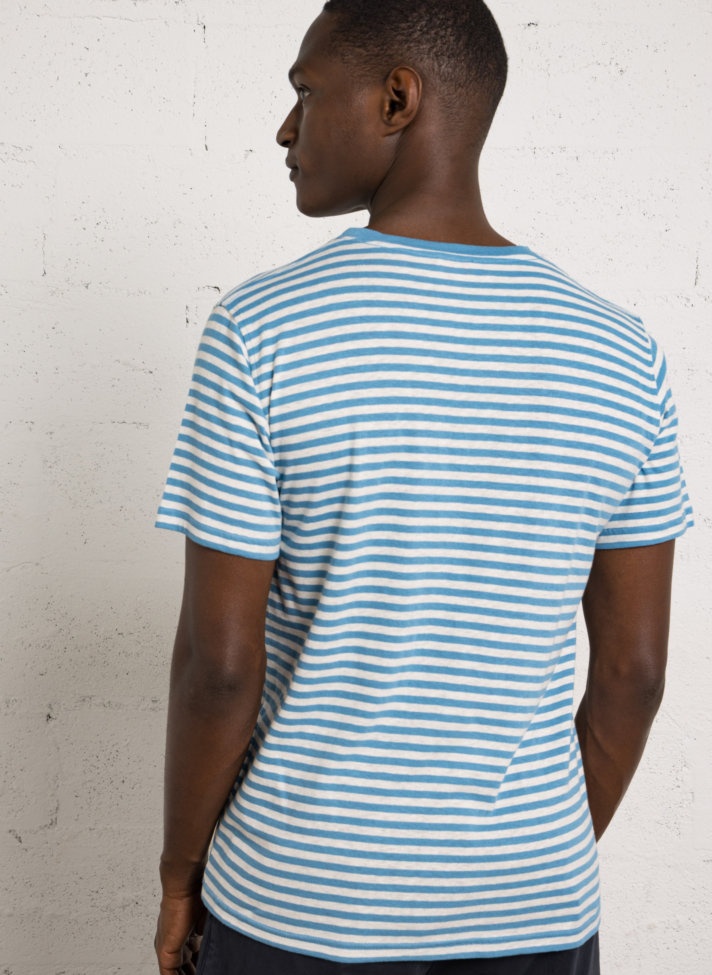 Round neck regular-fit striped T-shirt in mixed cotton ARMOR-LUX Blue