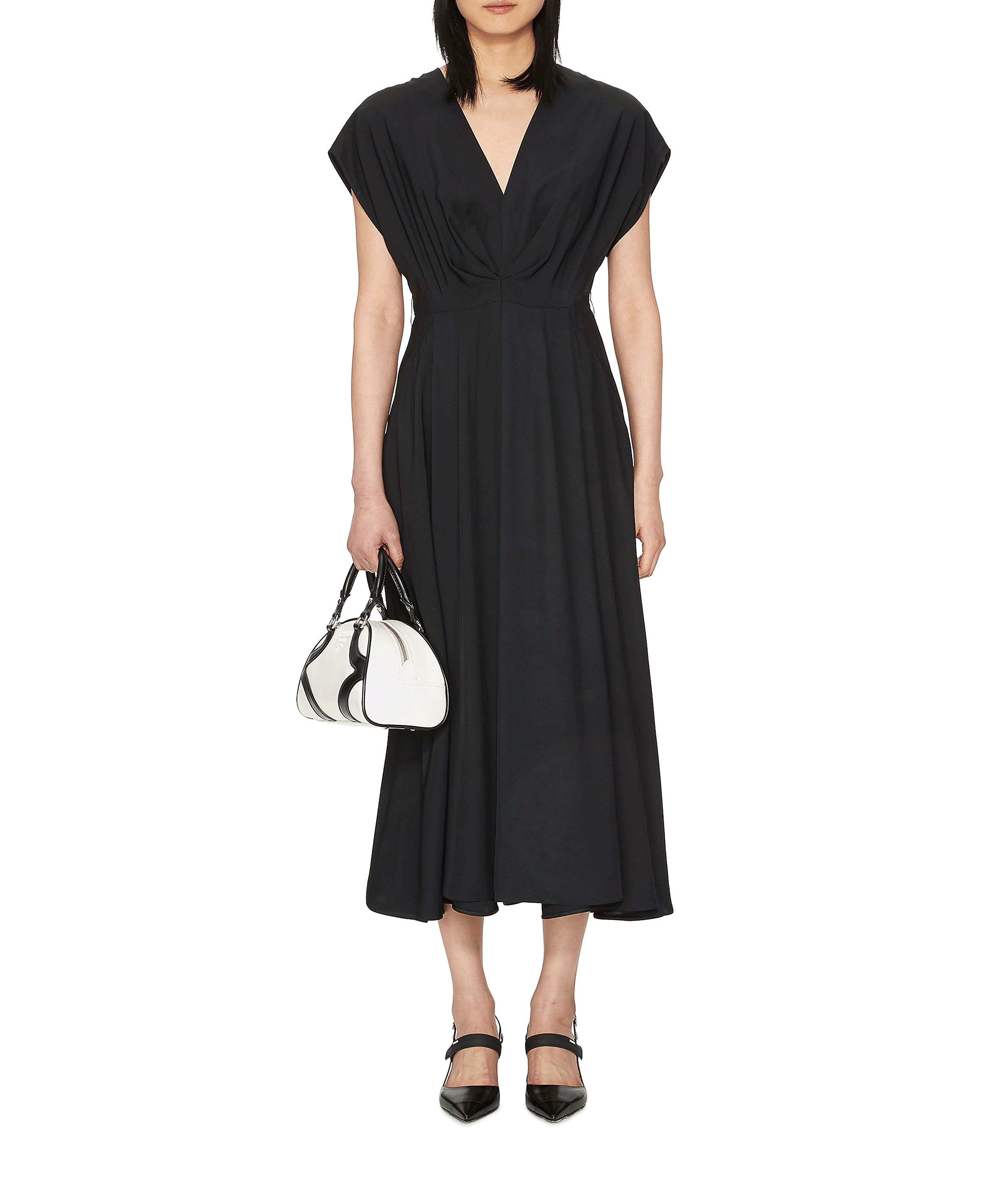 Viscose belted Midi dress PRADA Black