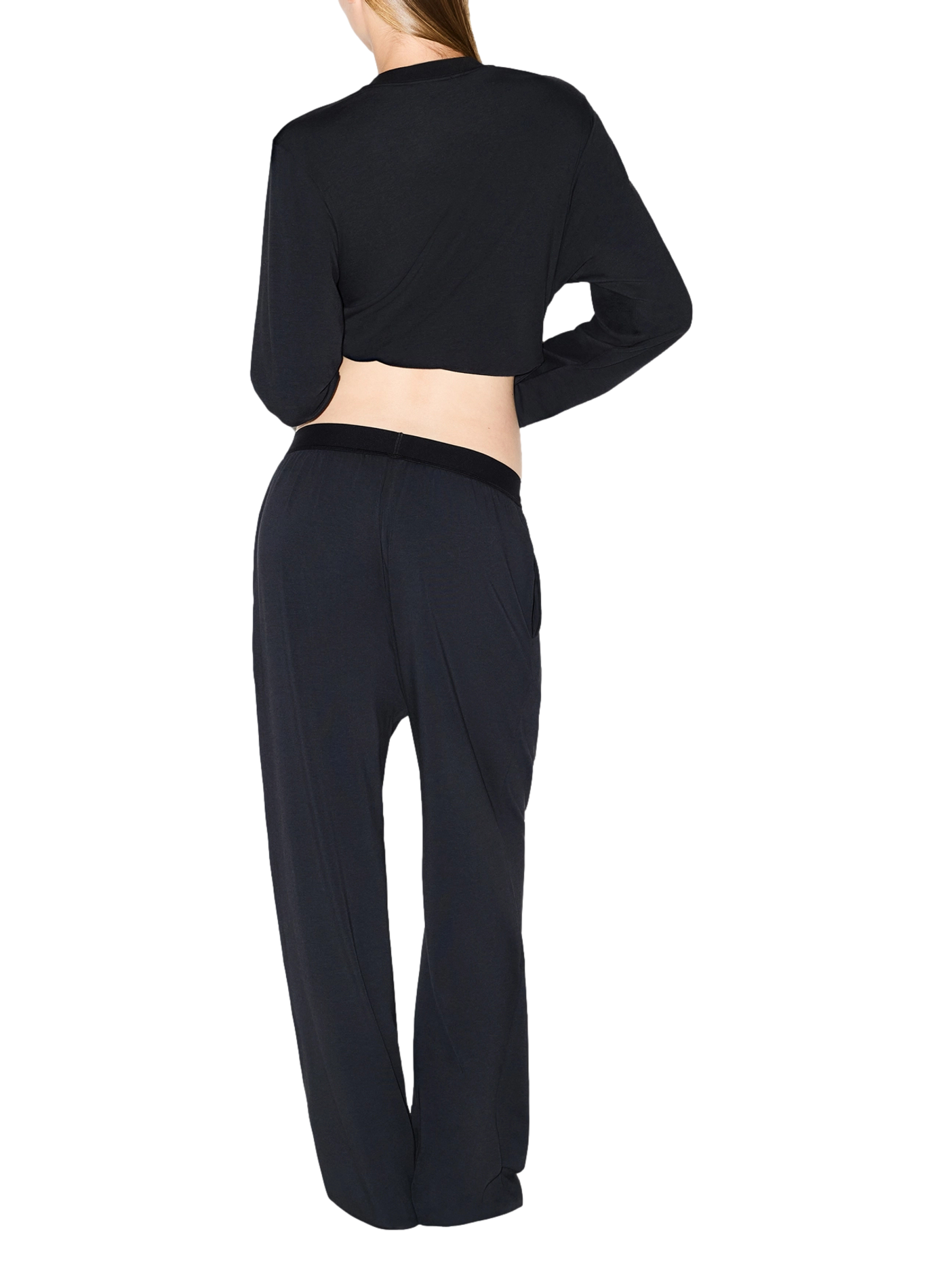 Pantalon ample à taille élastique Black
