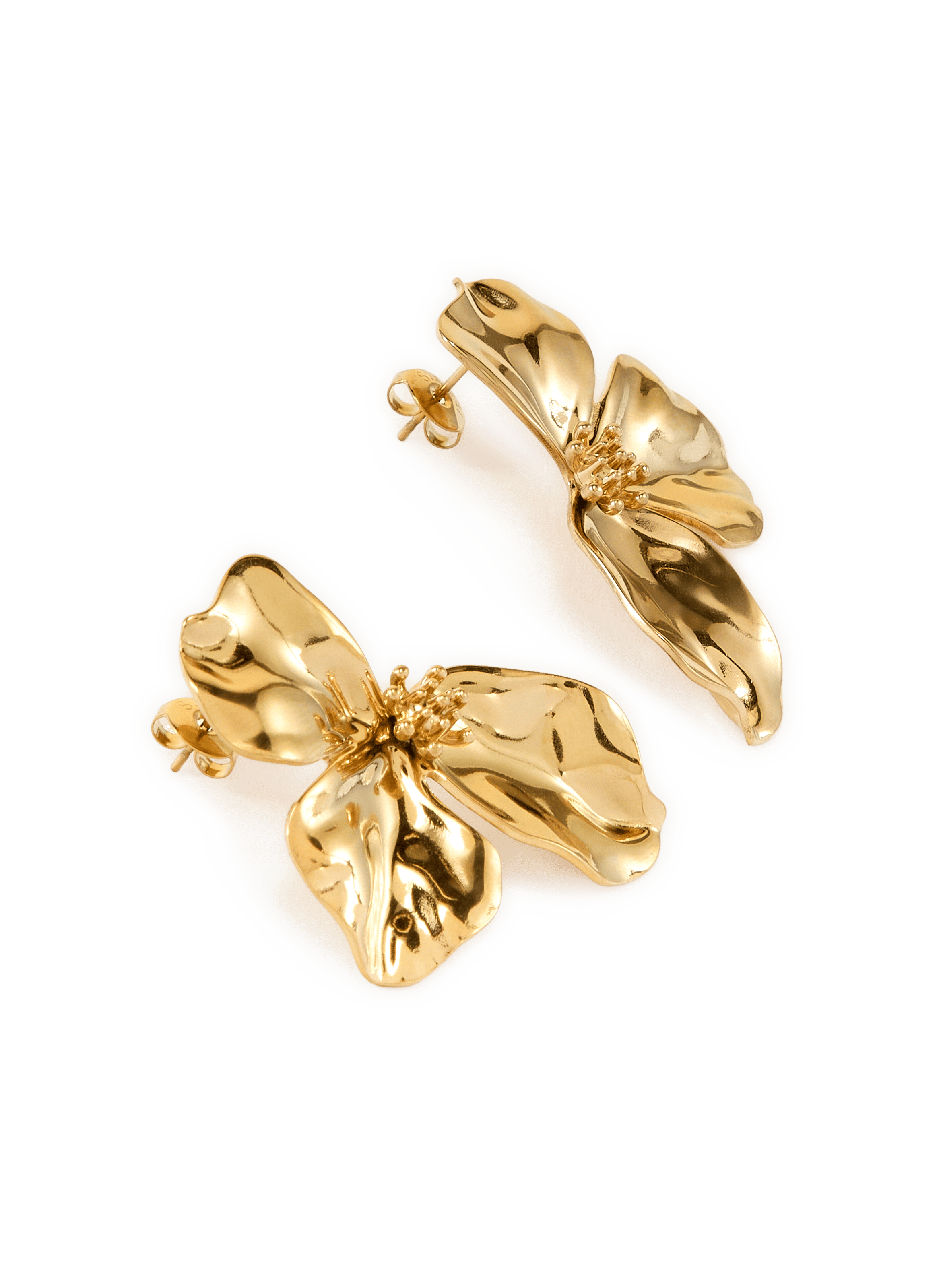 Boucles d'oreille fleurs en acier AU PRINTEMPS PARIS Doré