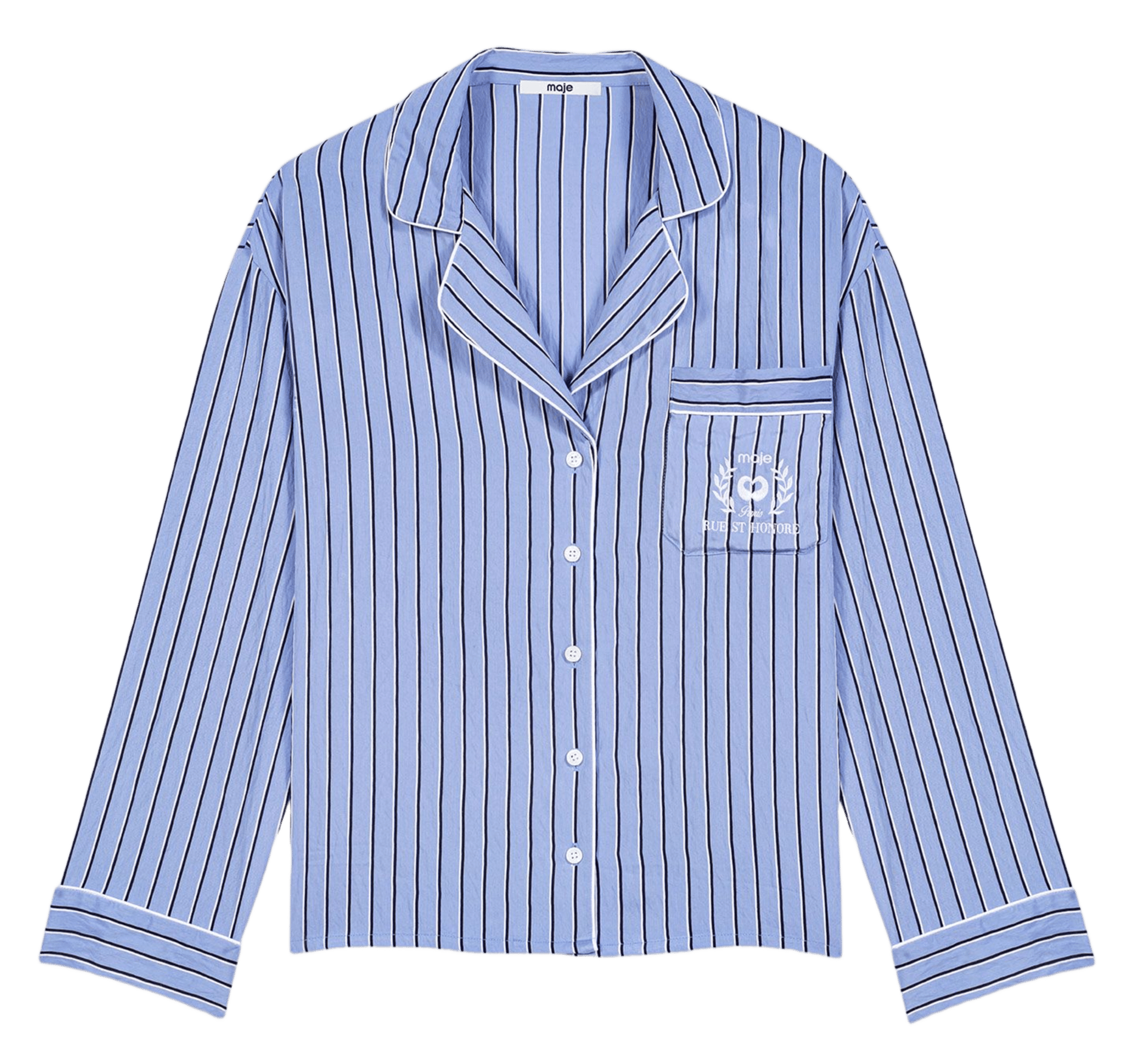 Chemise droite fluide rayée MAJE Bleu