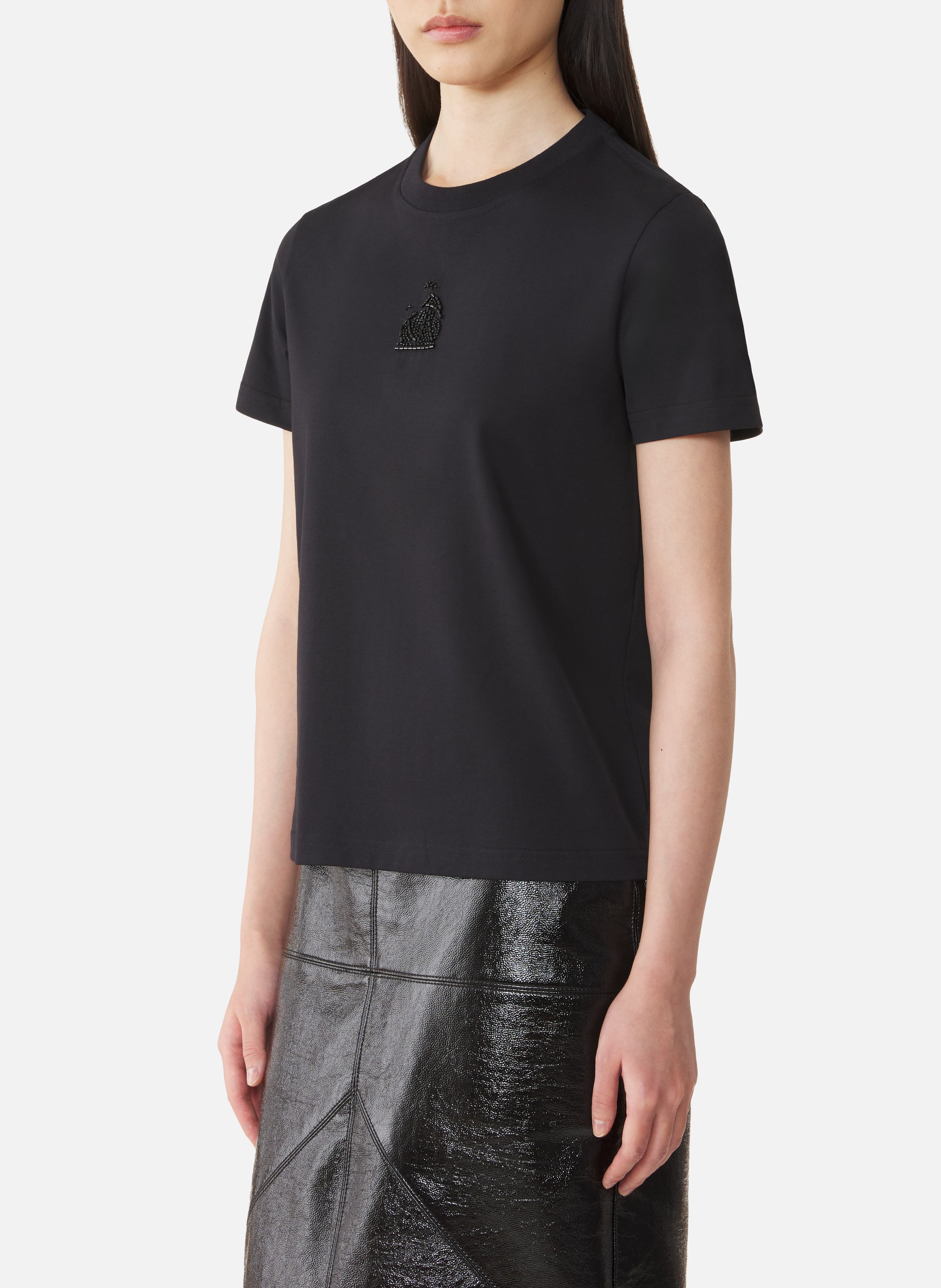 T-shirt brodé la mère et l'enfant en jersey LANVIN Noir