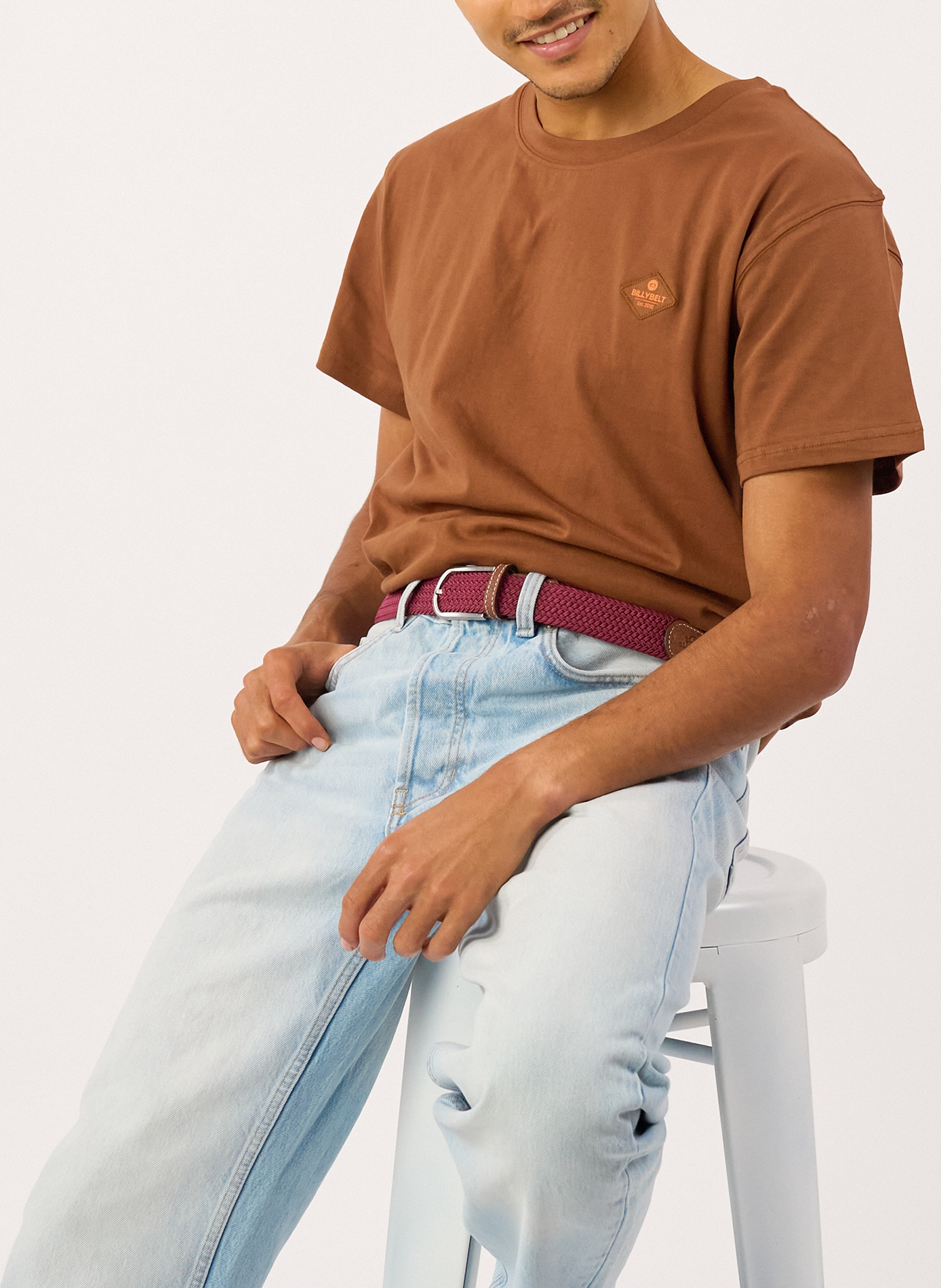 Ceinture tressée élastique unie BILLYBELT Rouge