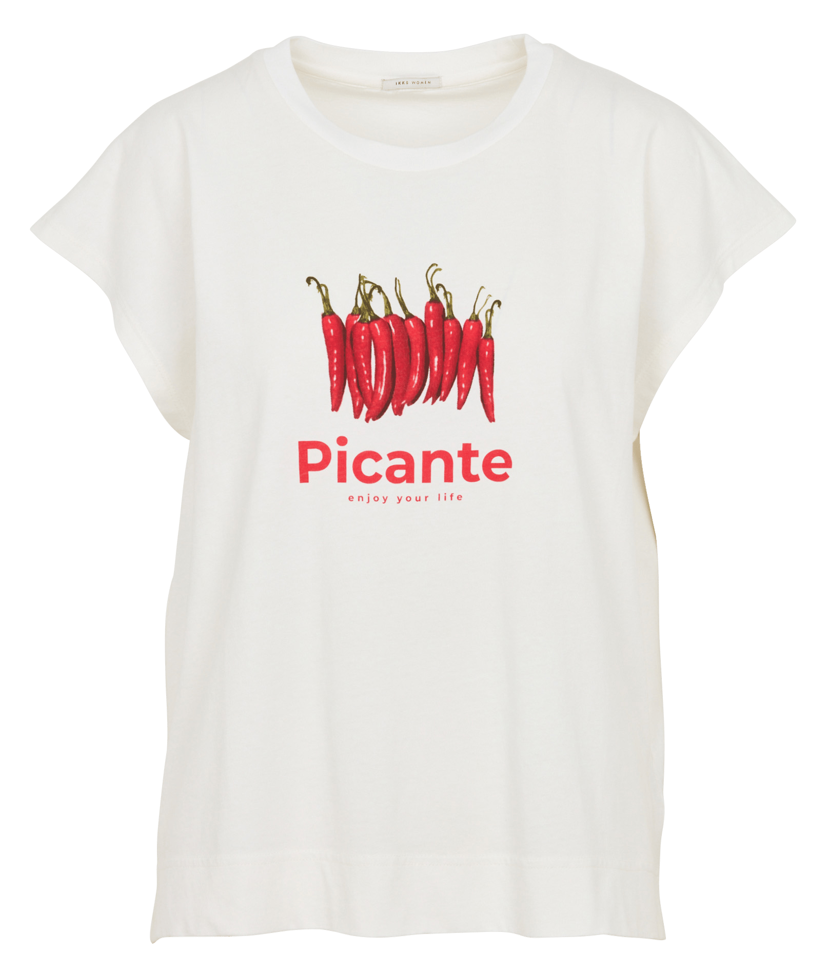 Tee-shirt sans manches ample col rond imprimé en coton IKKS Blanc