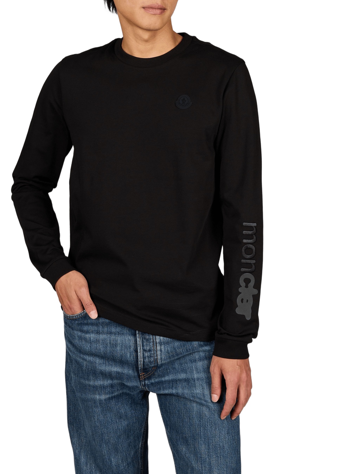 Long-sleeve cotton logo T-shirt MONCLER Black