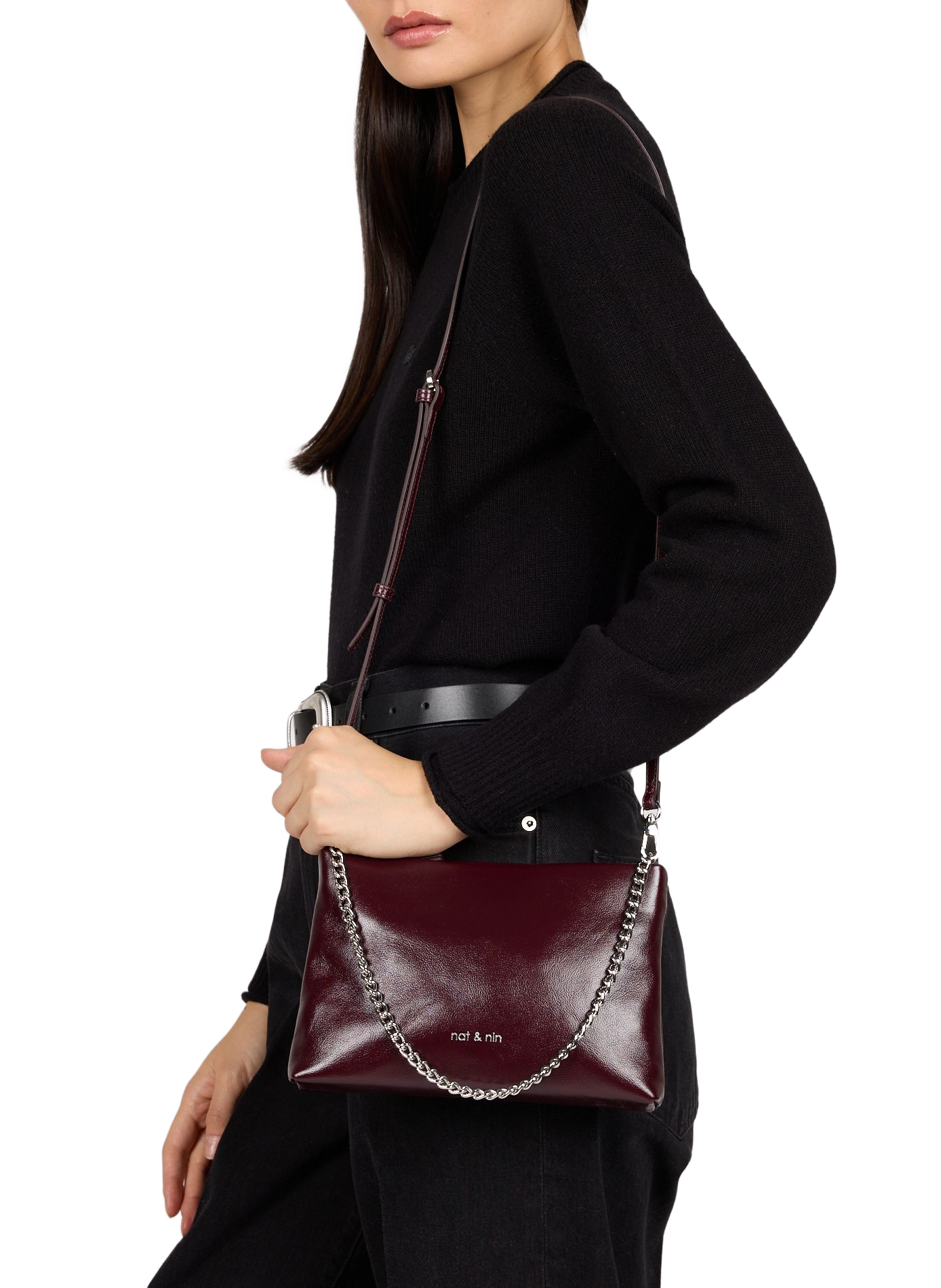 Molly leather shoulder bag NAT & NIN Purple