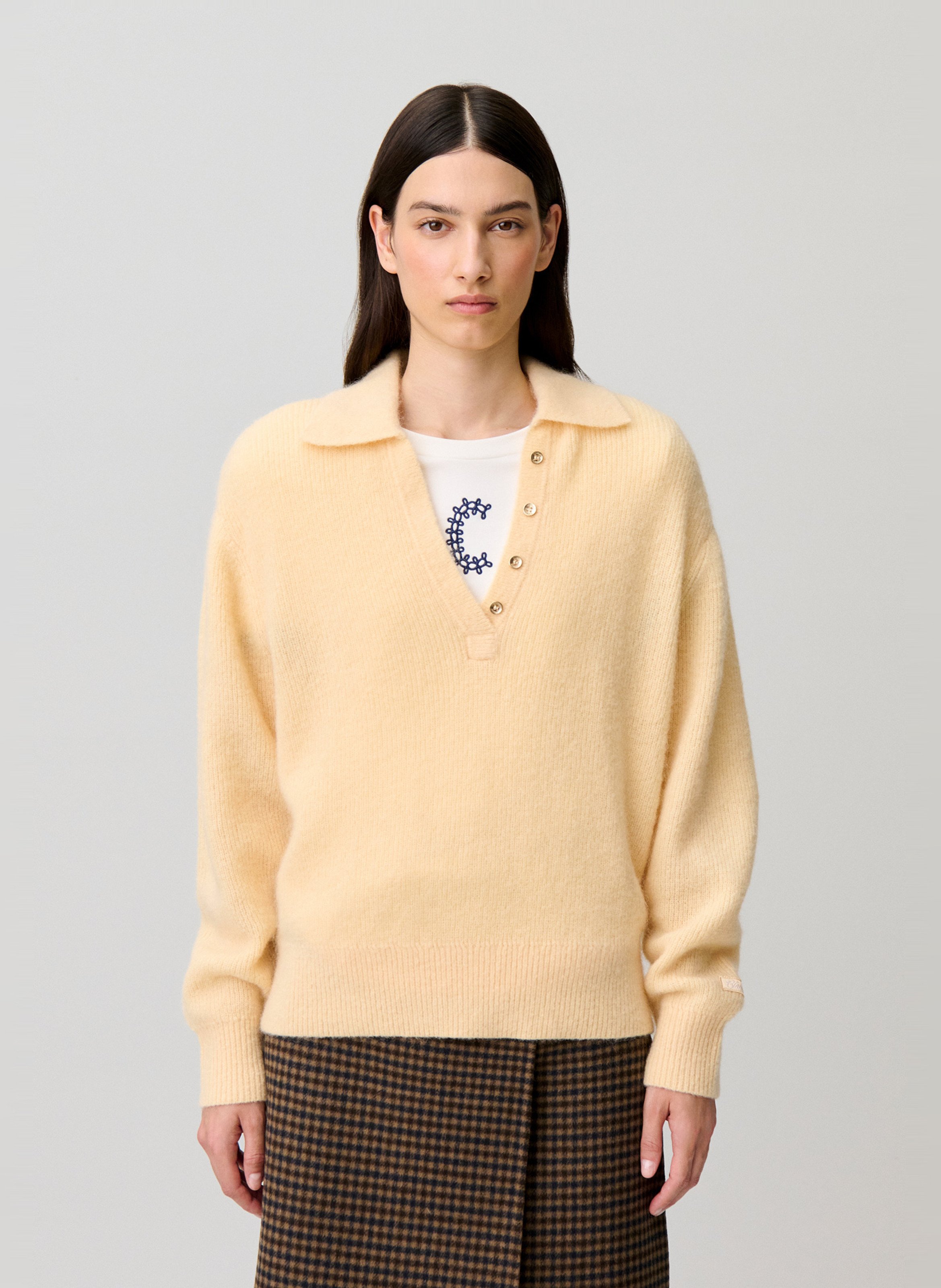 Pull droit en laine mélangée CLAUDIE PIERLOT Jaune