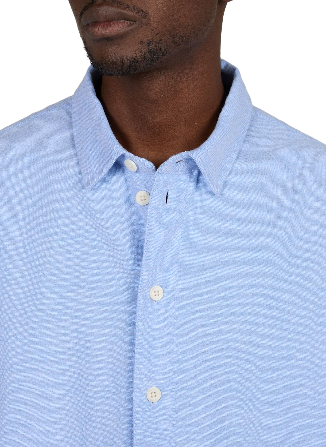 Loose solid button-up shirt THINKING MU Blue