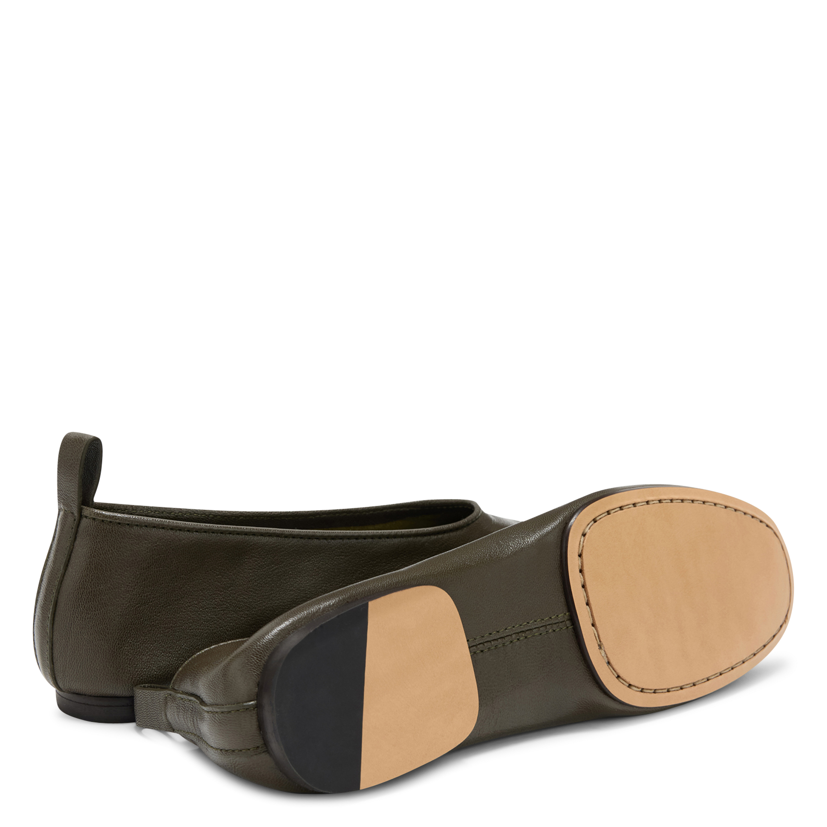 Ballerines en cuir bala SOEUR Kaki