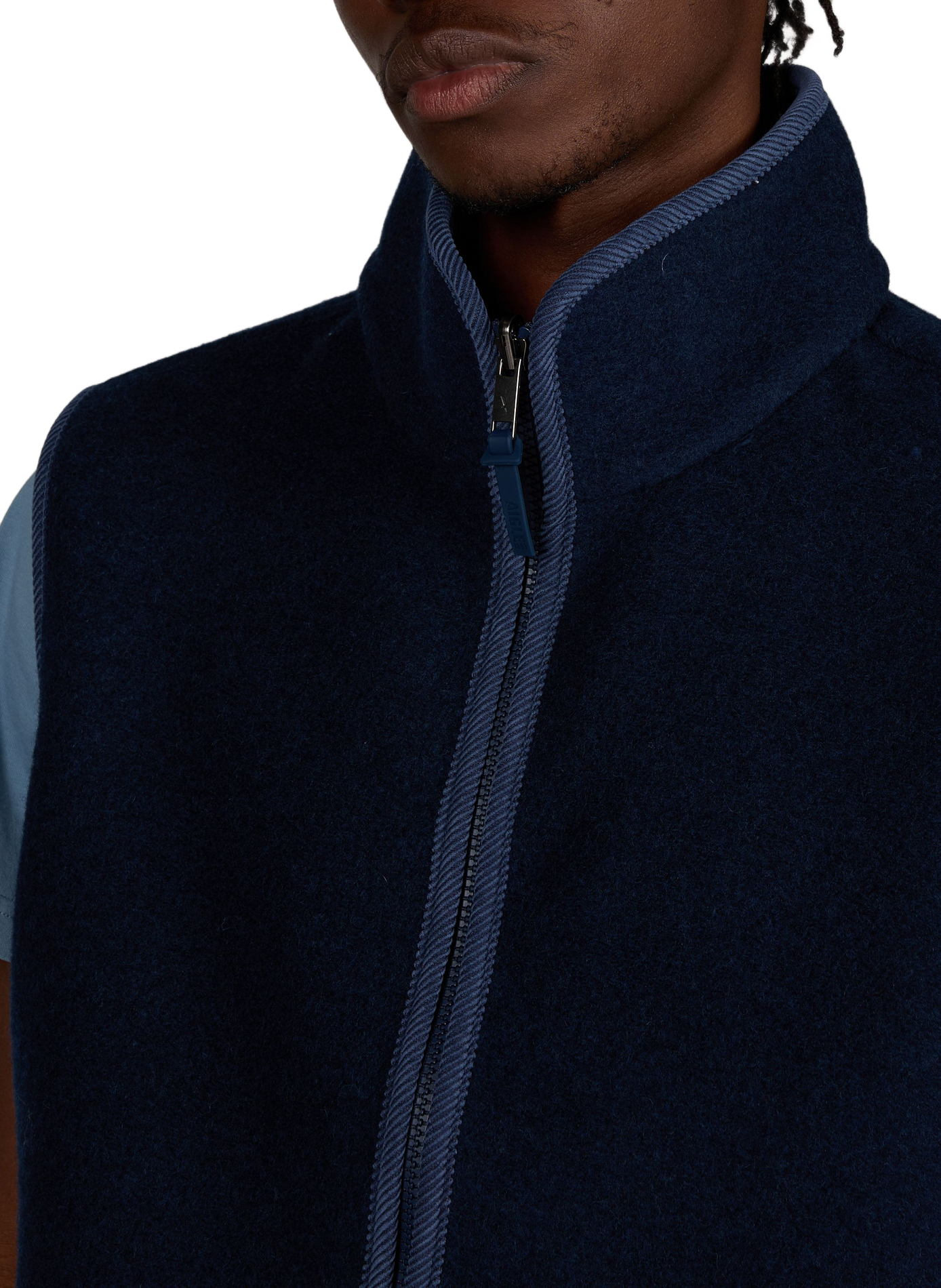 High-neck wool blend vest AIGLE Blue