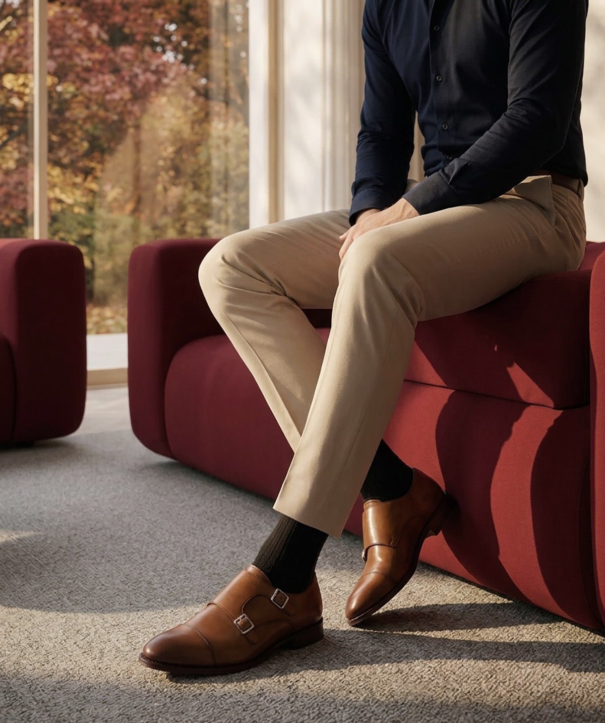 Chaussure monk en cuir cambridge FINSBURY Marron