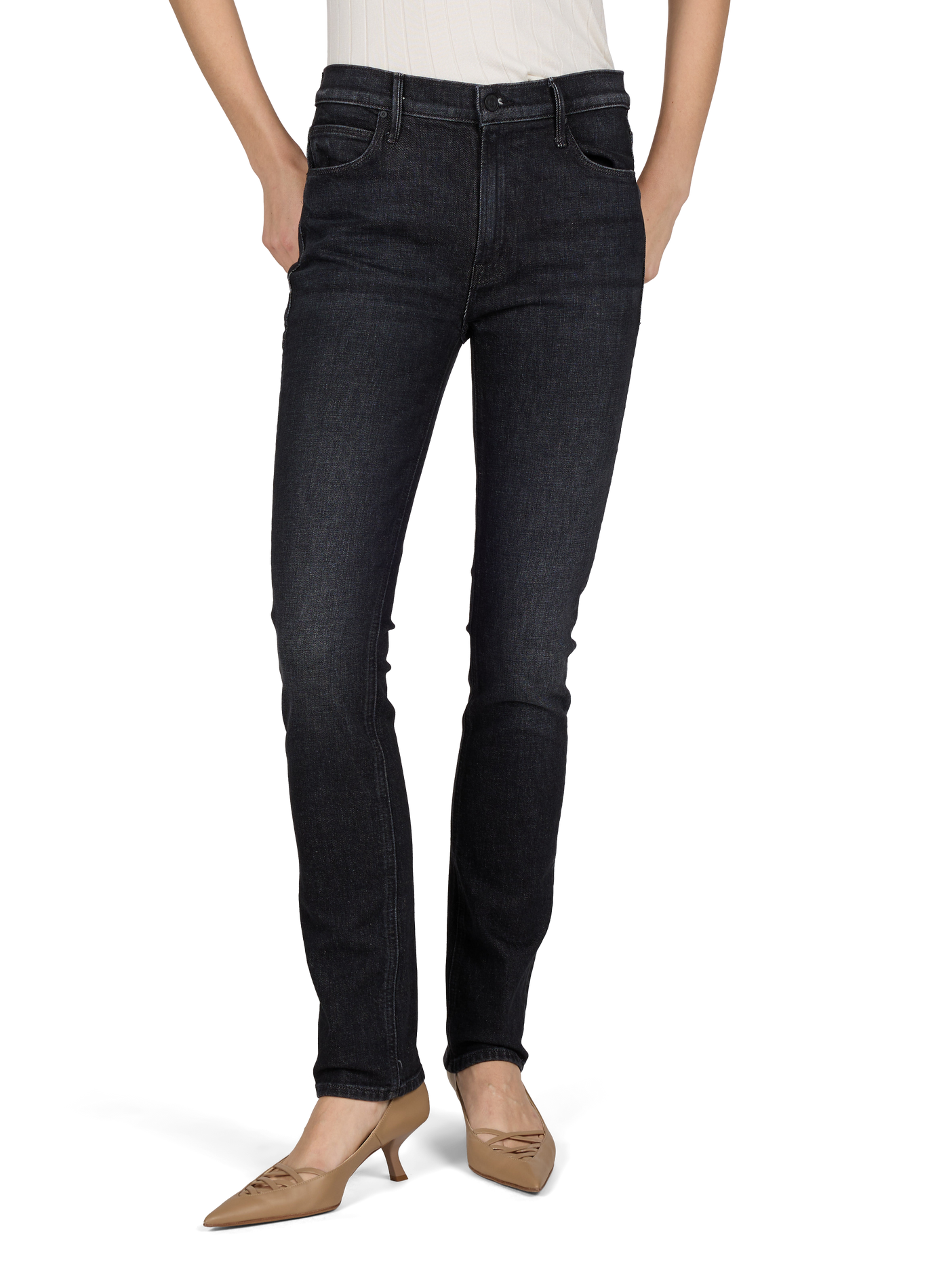 Plain slim-fit jeans MOTHER Black