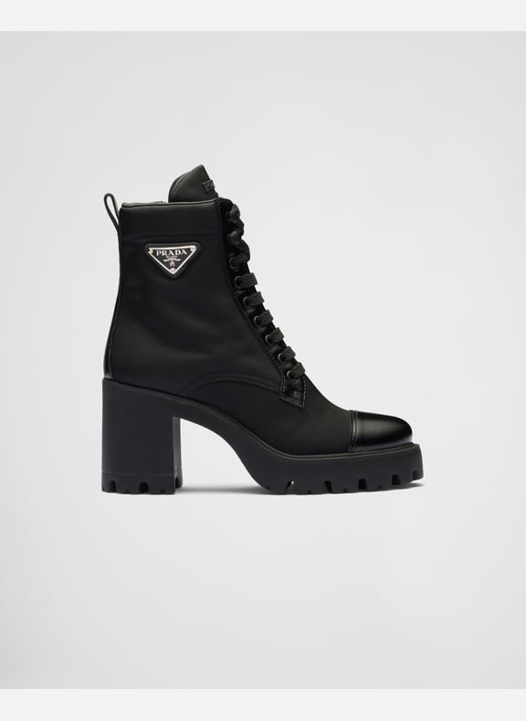 Bottines en re-nylon et cuir Noir by PRADA PRADA Bottines en re-nylon et cuir Noir