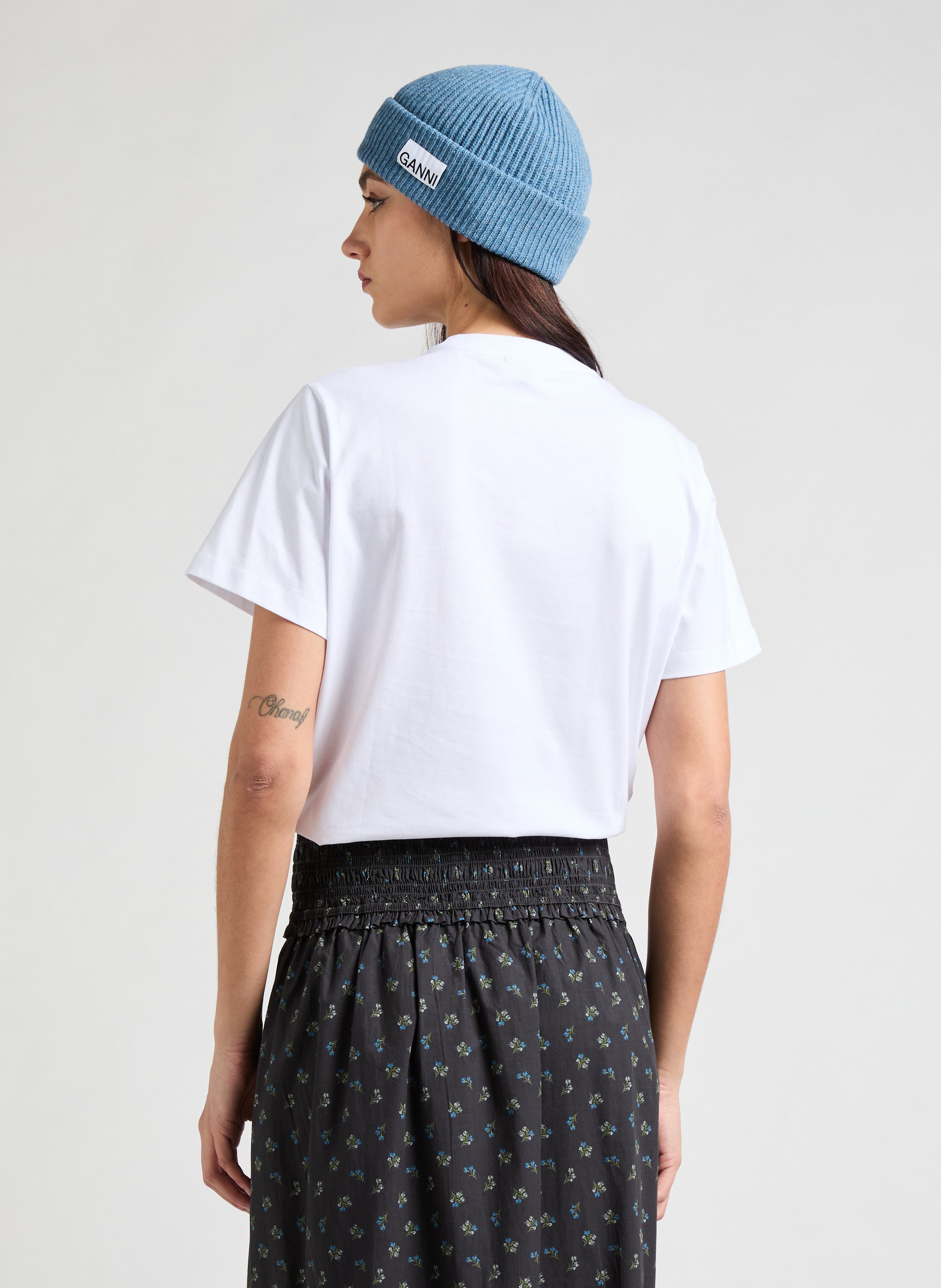 T-shirt Basic Jersey Peach GANNI White