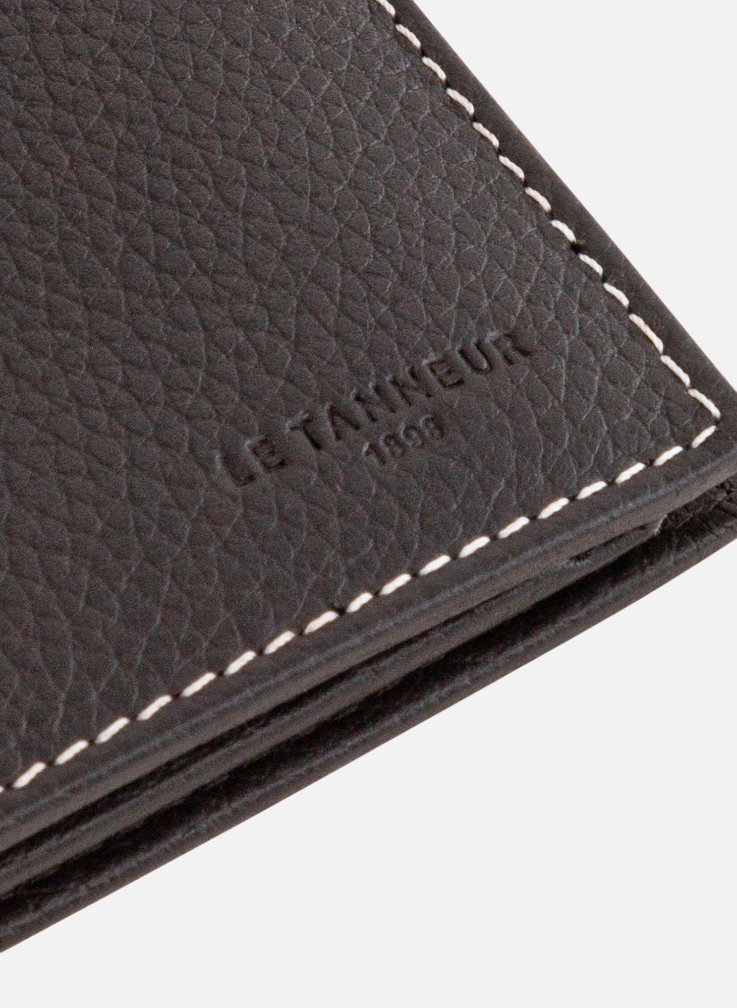 Portefeuille horizontal zippé 2 volets charles en cuir grainé LE TANNEUR Marron