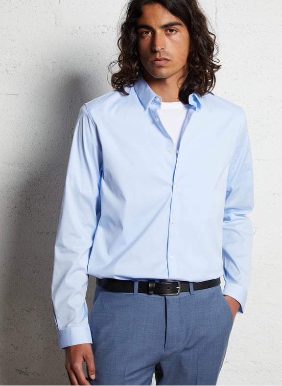 Chemise slim col classique en coton Bleu by IKKS IKKS Chemise slim col classique en coton Bleu