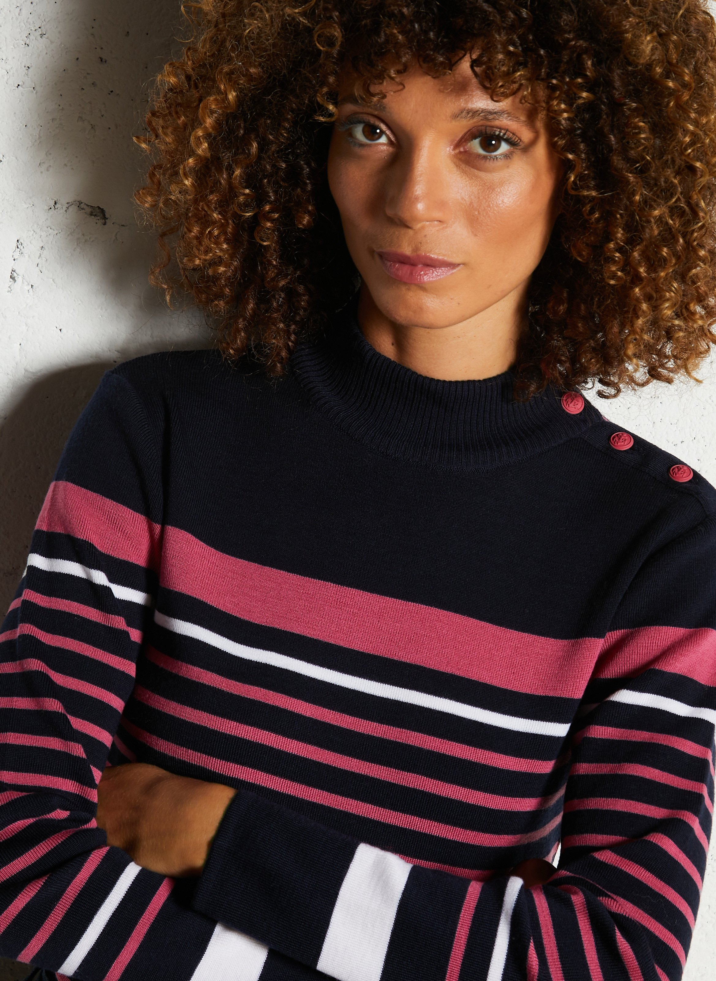 Pull marin col montant en laine ARMOR-LUX Bleu