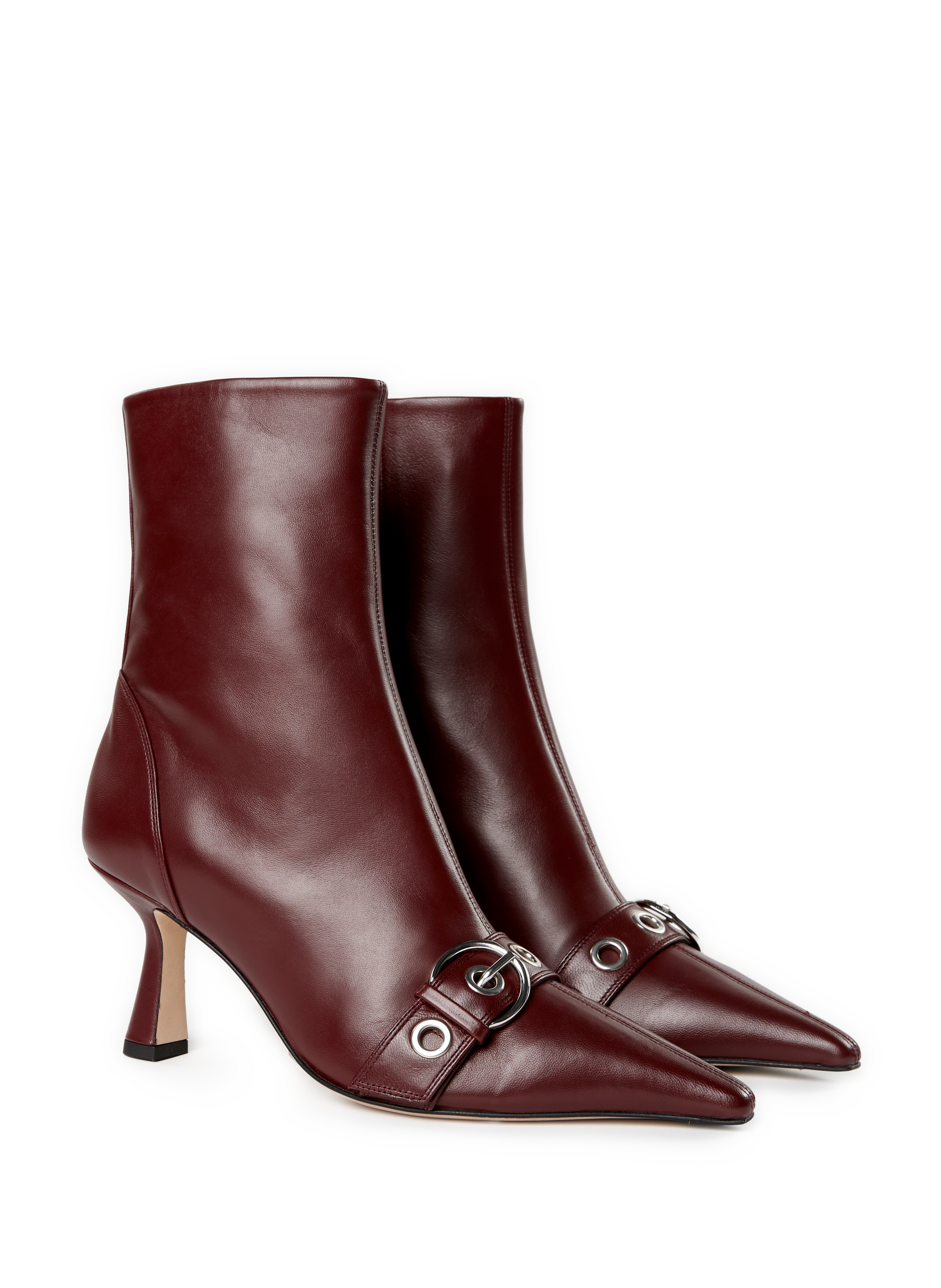 Bottines zippées à talon en cuir AEYDE Rouge