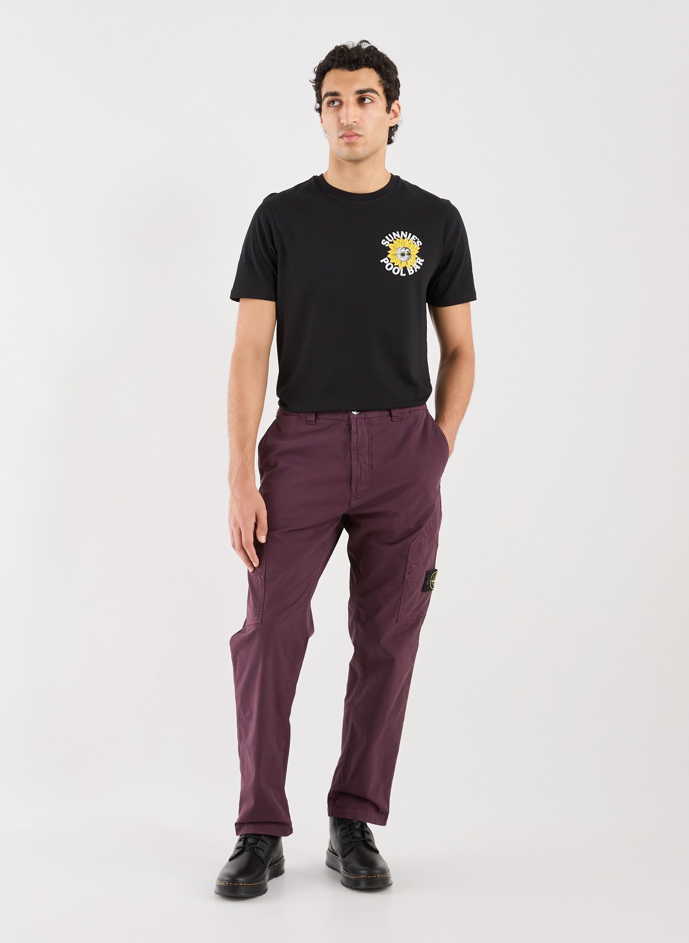 Straight cargo pants STONE ISLAND Red
