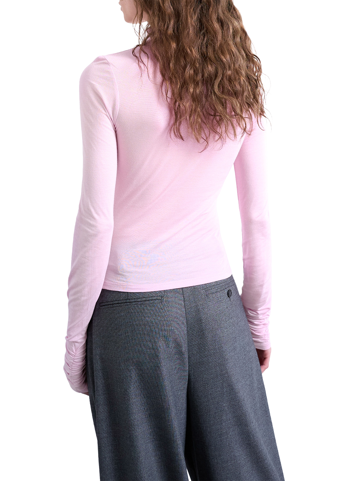 Top uni à manches extra-longues TOPSHOP Rose