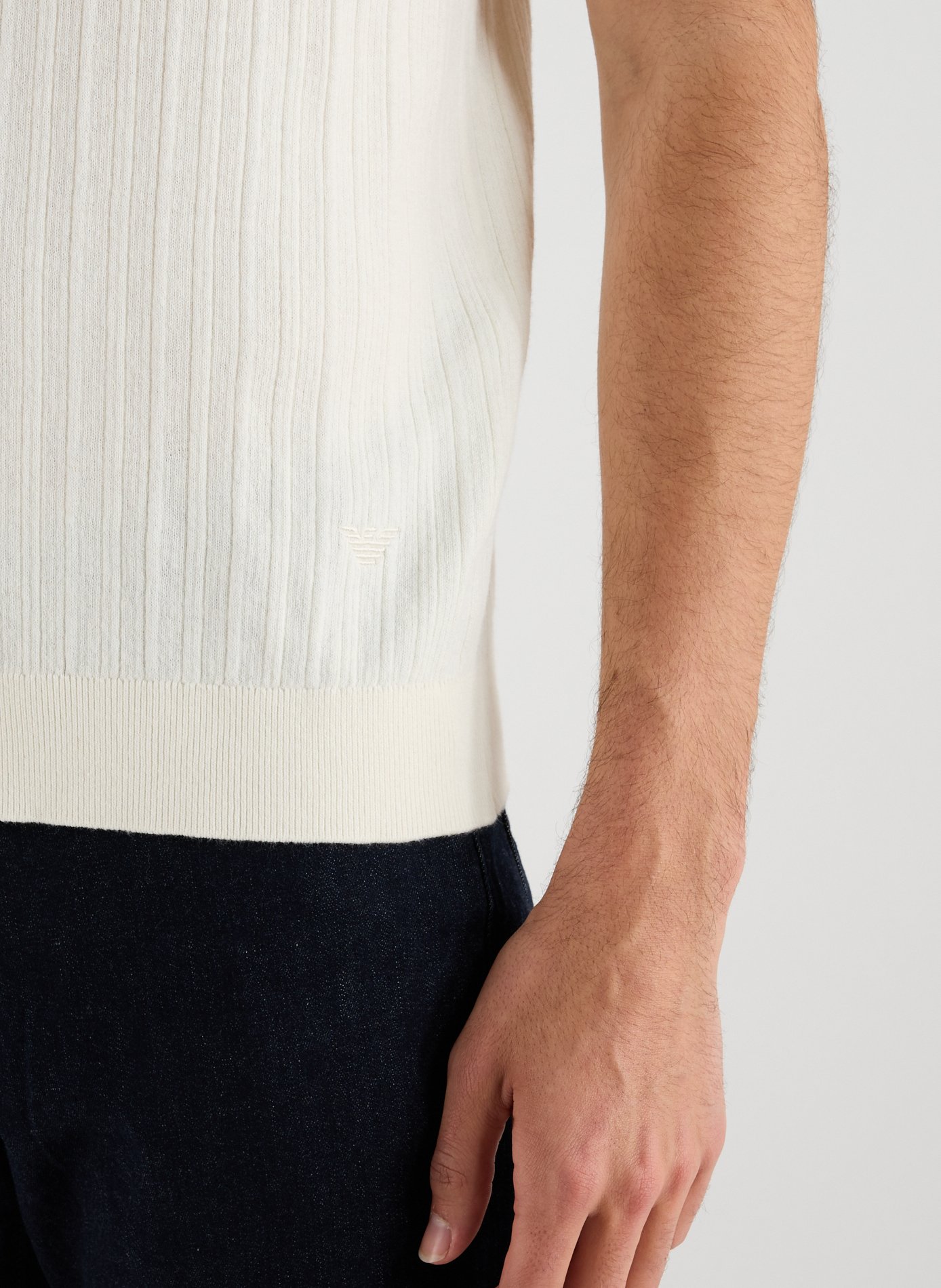 Round neck T-shirt in cotton and cashmere EMPORIO ARMANI Beige