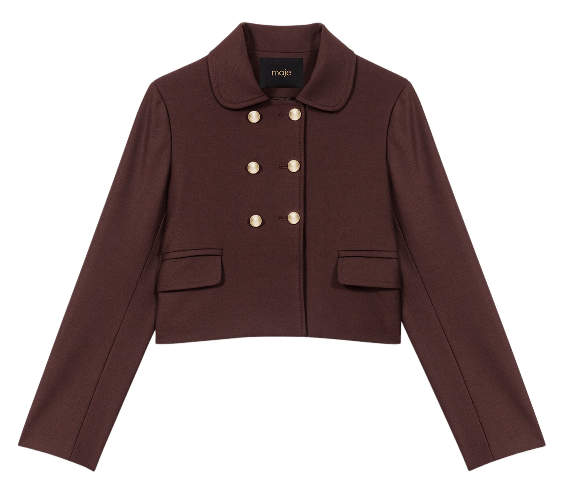 Veste courte droite col classique Marron