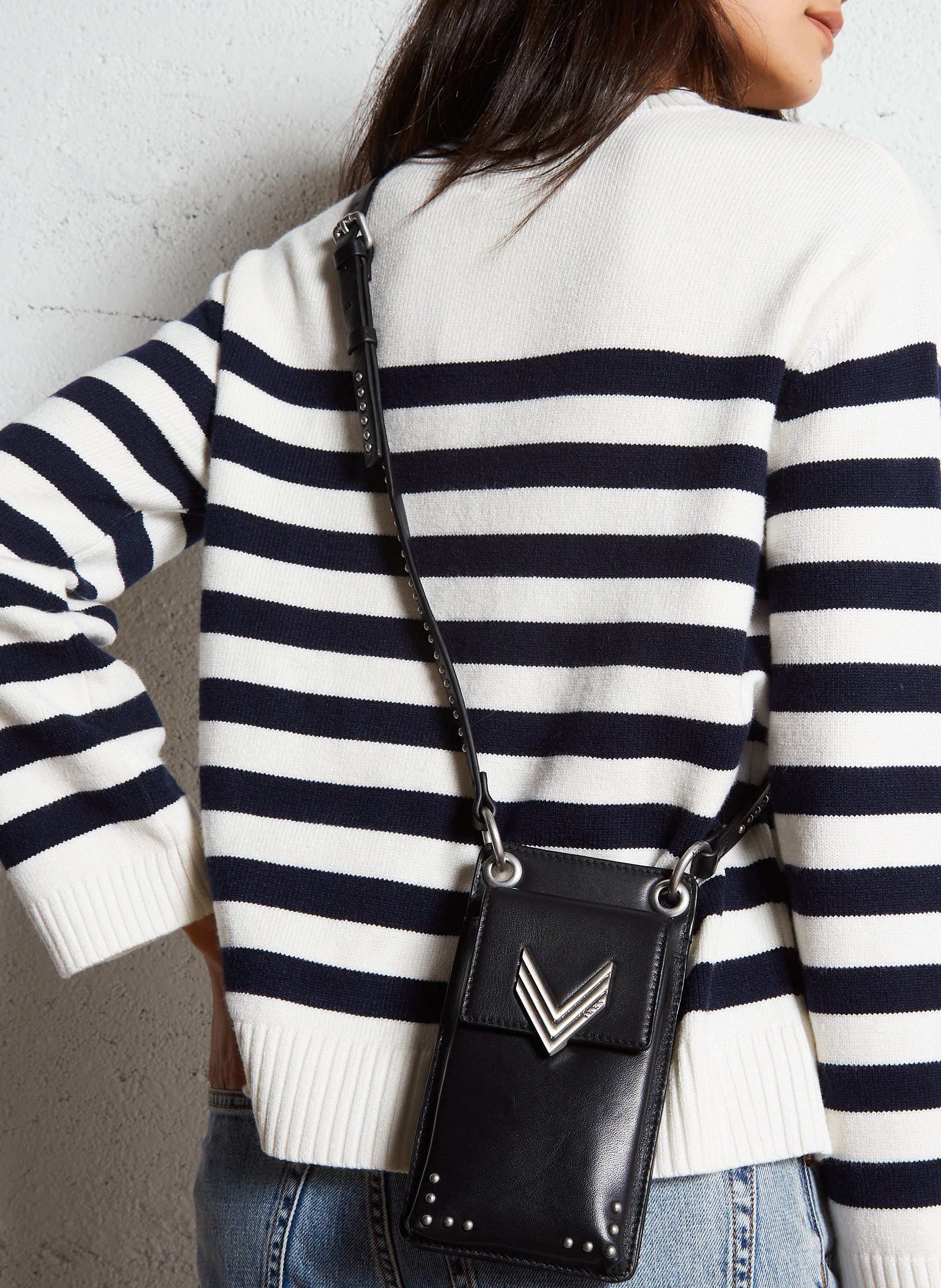 Pochette de téléphone en cuir IKKS Noir