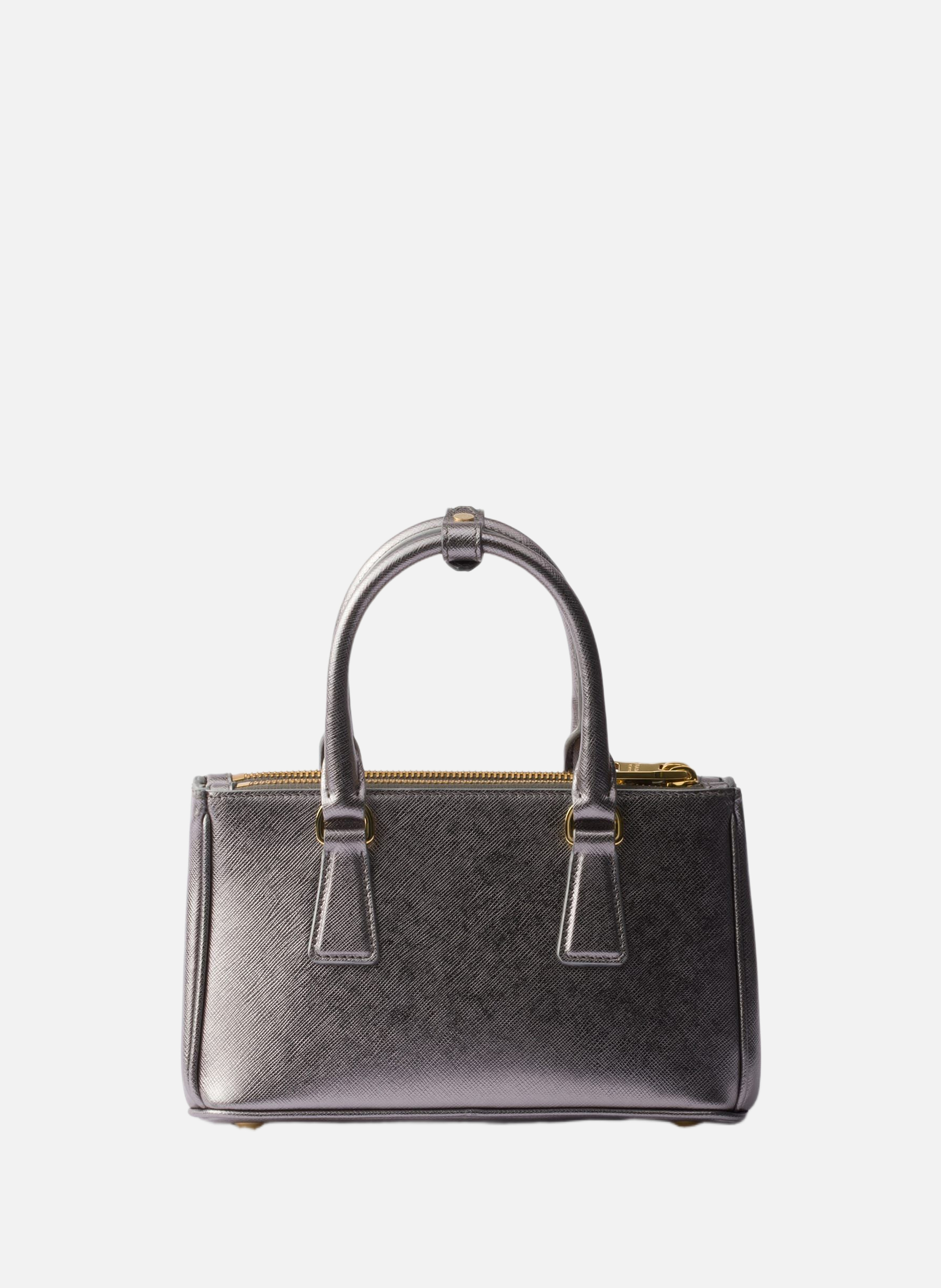 Mini sac prada galleria en cuir saffiano verni PRADA Argent